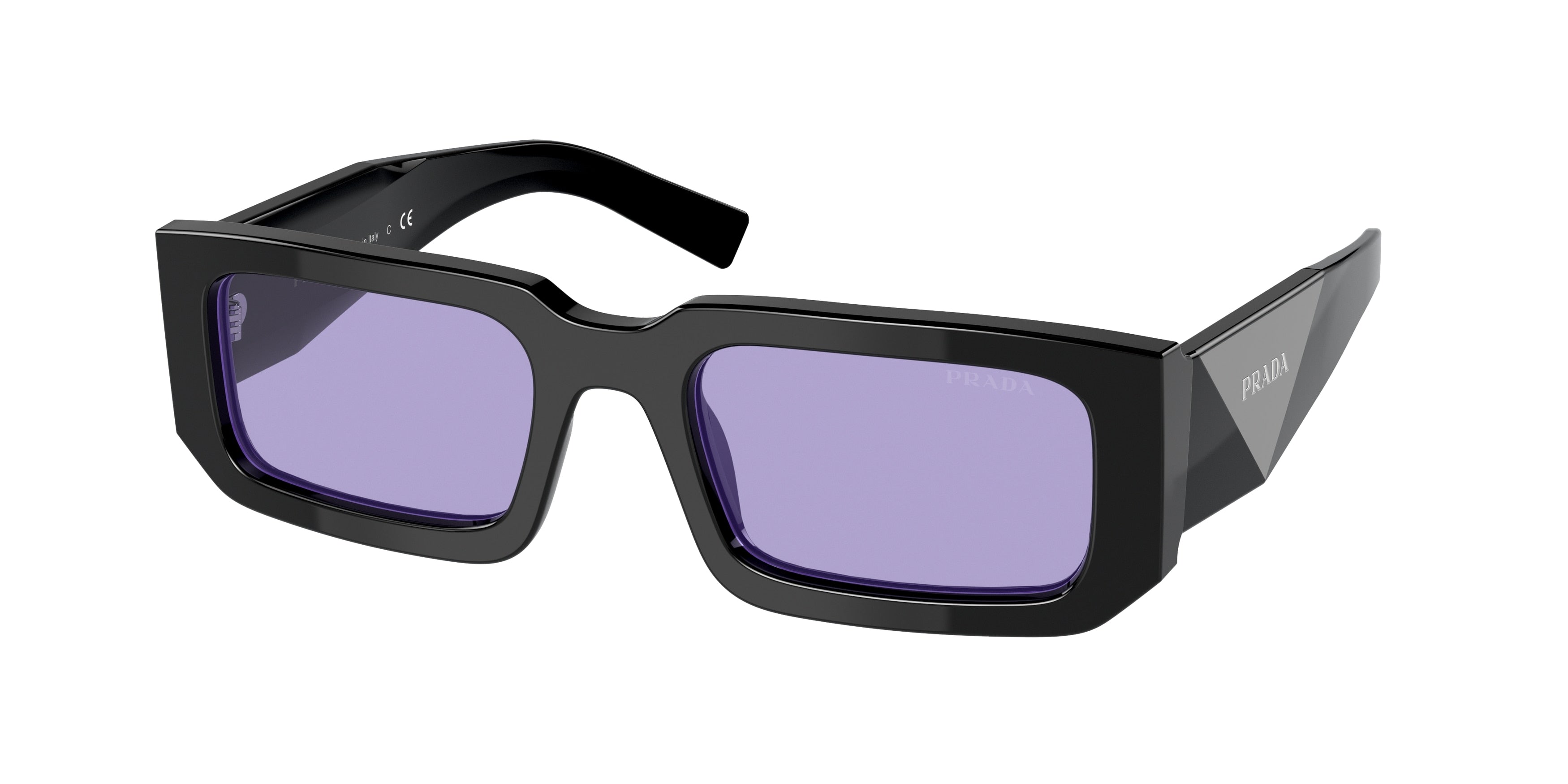 Prada PR06YS Rectangle Sunglasses  02Z01O-Black/Blue 53-145-21 - Color Map Black