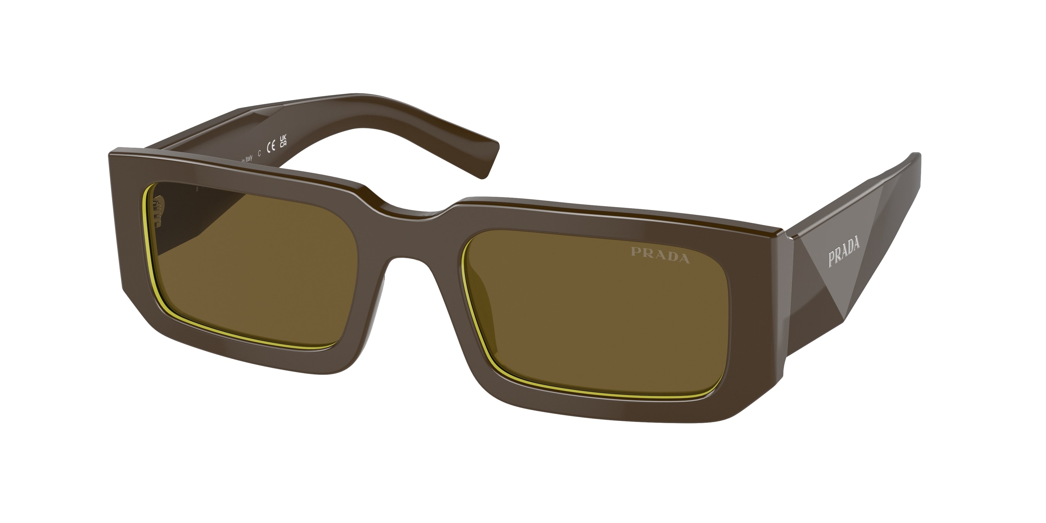 Prada PR06YS Rectangle Sunglasses  15M01T-Loden/Cedar 53-145-21 - Color Map Brown