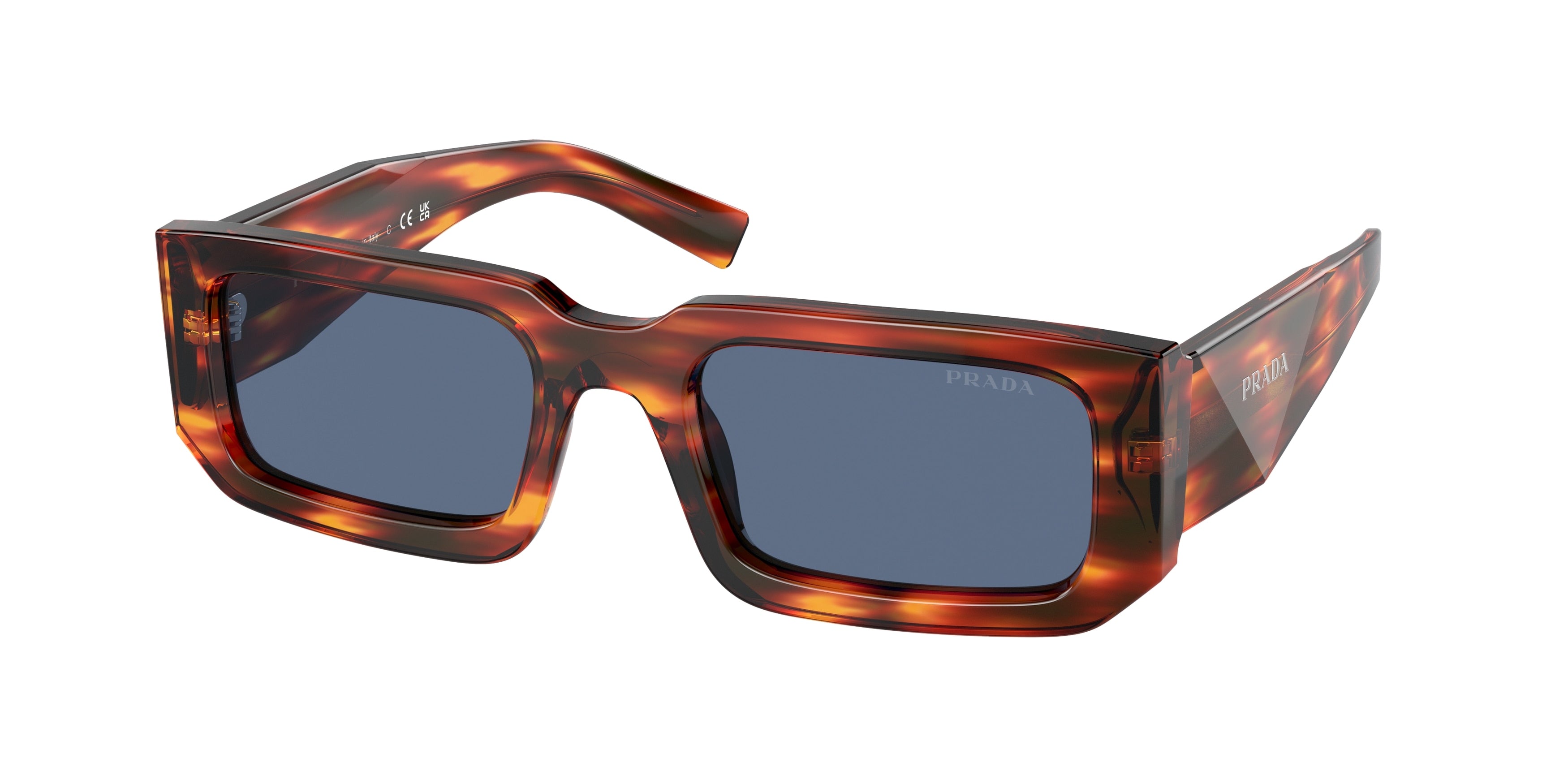 Prada PR06YS Rectangle Sunglasses  17R06A-Striped Radica 53-145-21 - Color Map Multicolor
