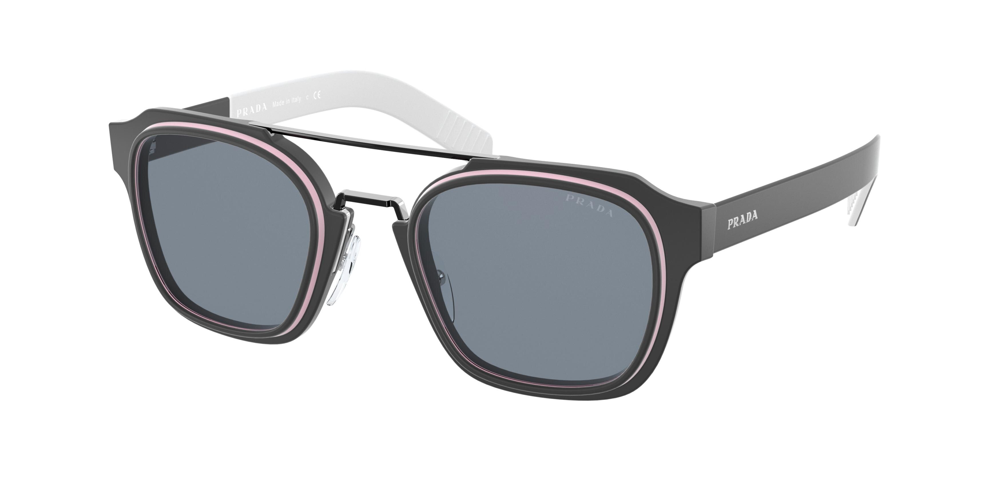 Prada PR07WS Rectangle Sunglasses  09M01H-Black/Pink/Matte Black 50-145-23 - Color Map Black