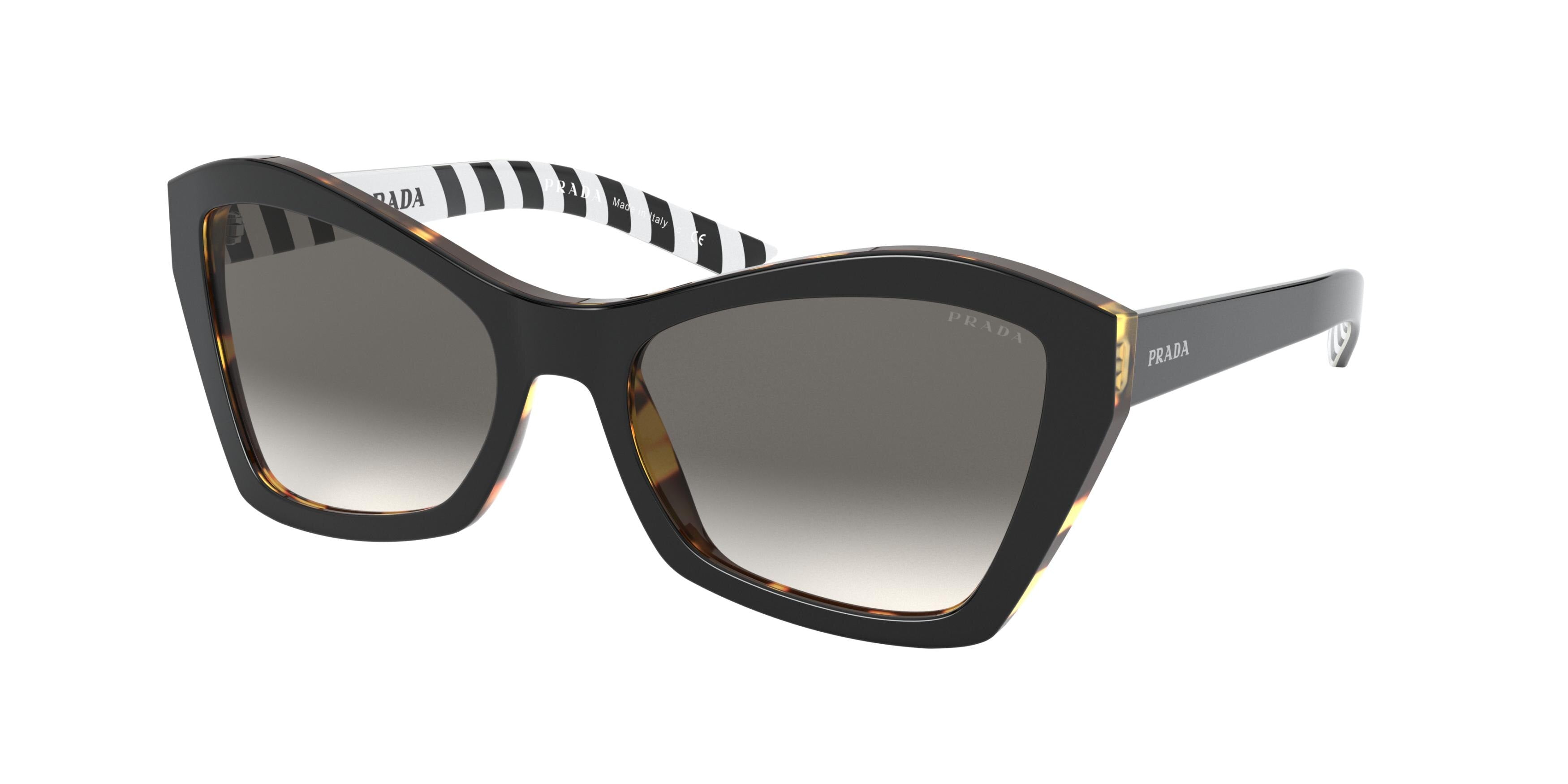 Prada MILLENNIALS PR07XS Butterfly Sunglasses  NAI130-Top Black/Medium Havana 55-140-18 - Color Map Black