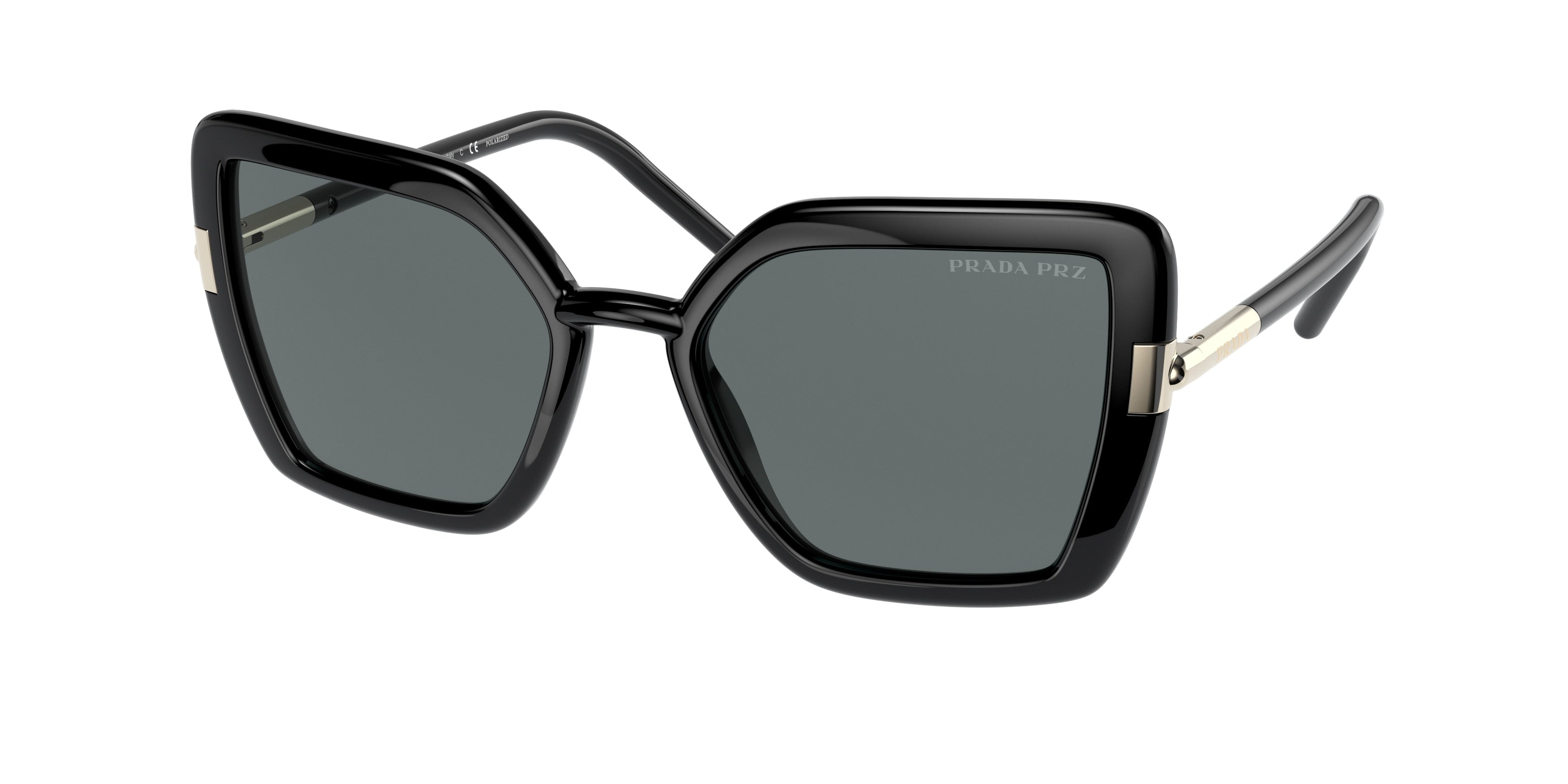 Prada PR09WS Butterfly Sunglasses  1AB5Z1-Black 54-140-20 - Color Map Black