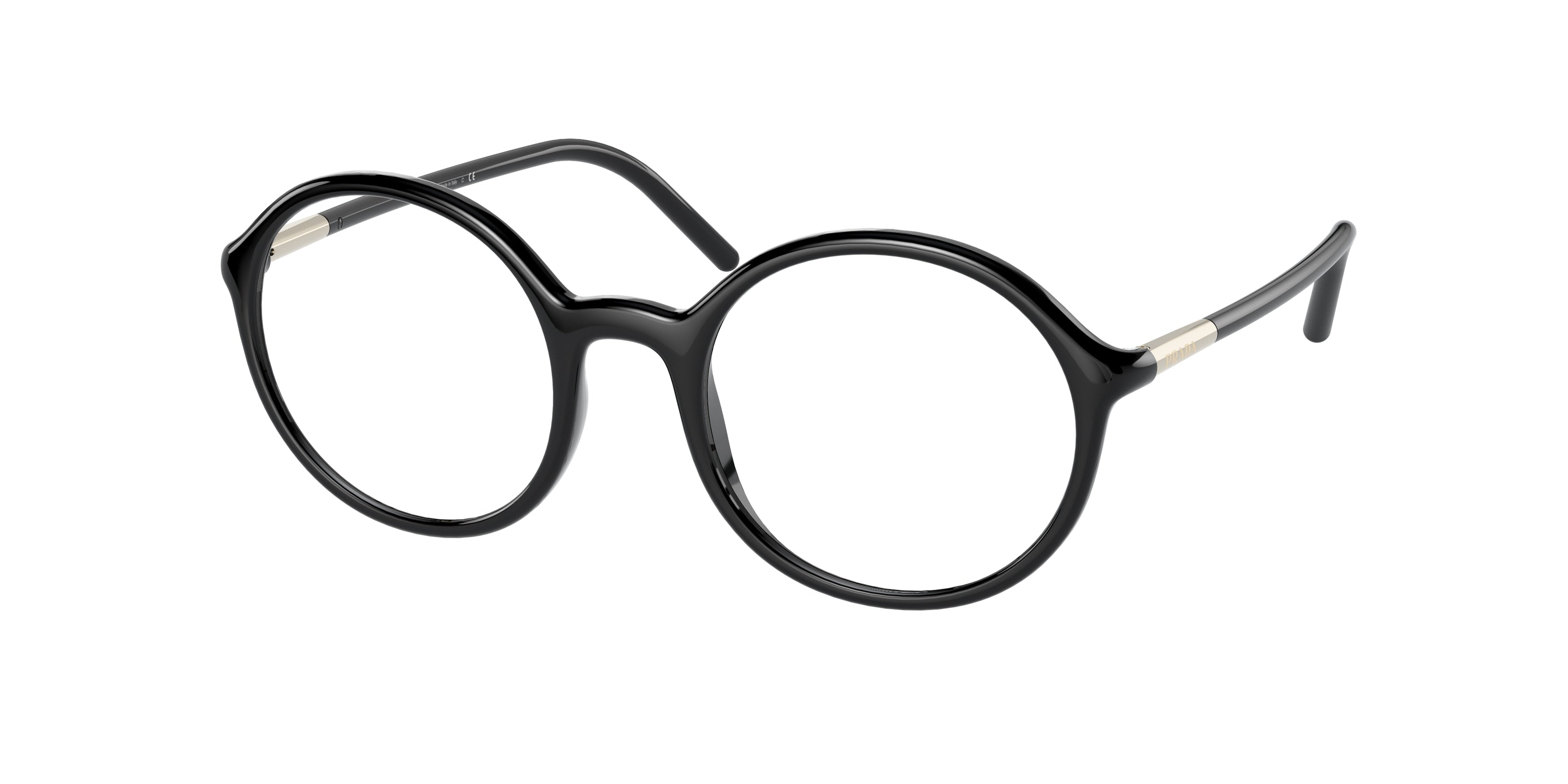Prada PR09WV Round Eyeglasses  1AB1O1-Black 50-140-20 - Color Map Black
