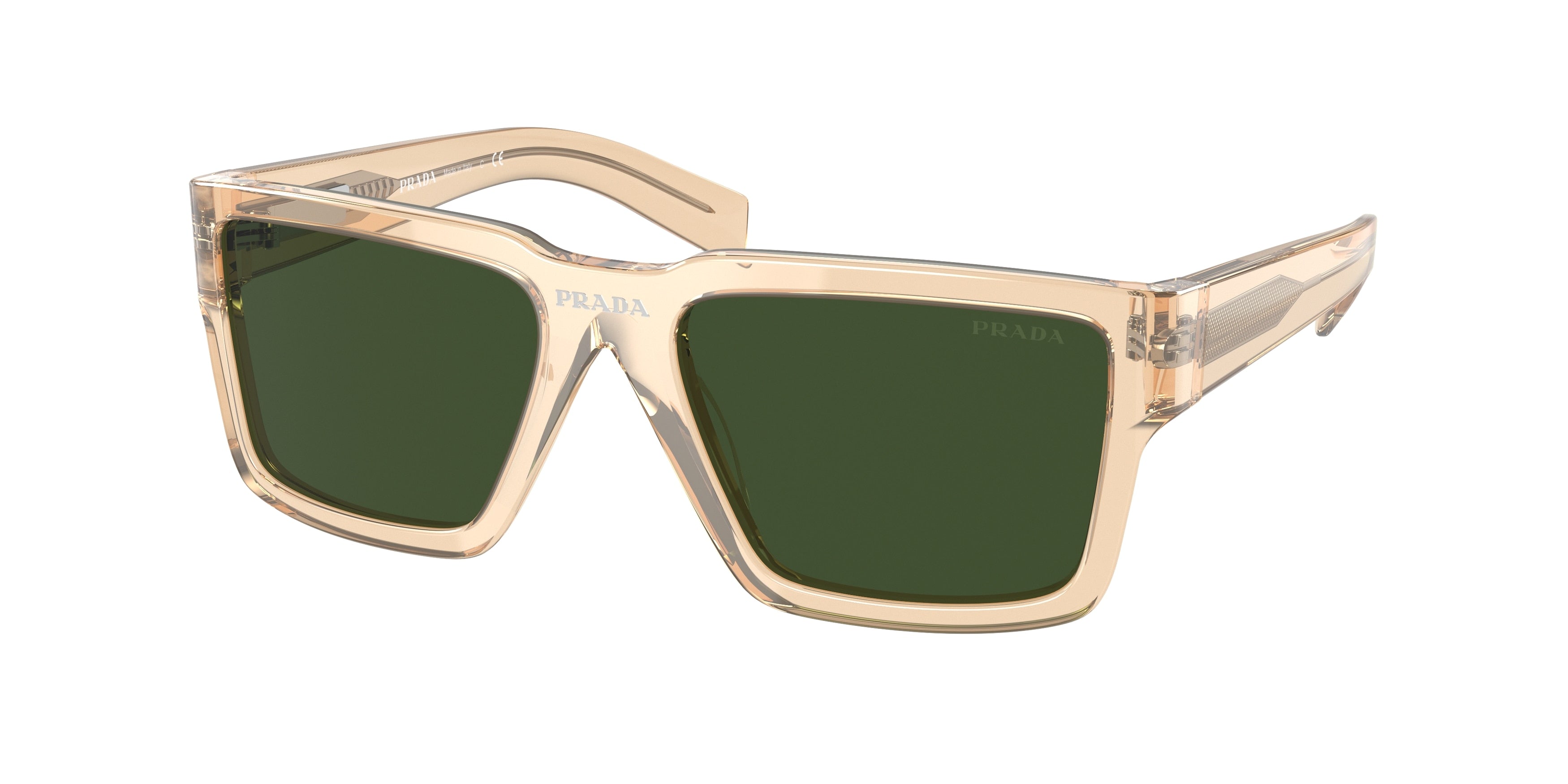 Prada PR09YS Rectangle Sunglasses  01N1I0-Amber Crystal 56-140-18 - Color Map Orange