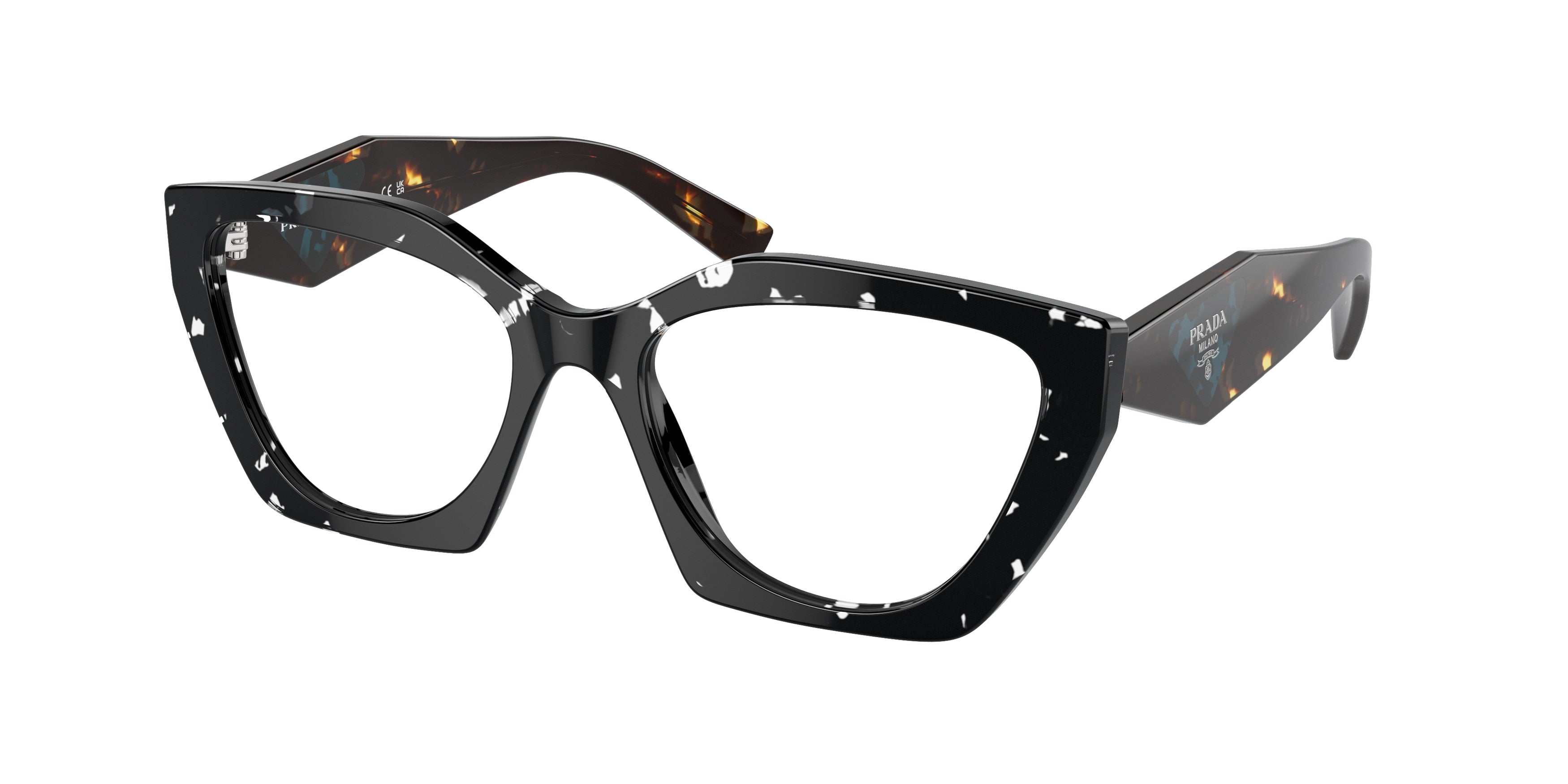 Prada PR09YV Irregular Eyeglasses  15S1O1-Black Crystal Tortoise 54-140-18 - Color Map Black