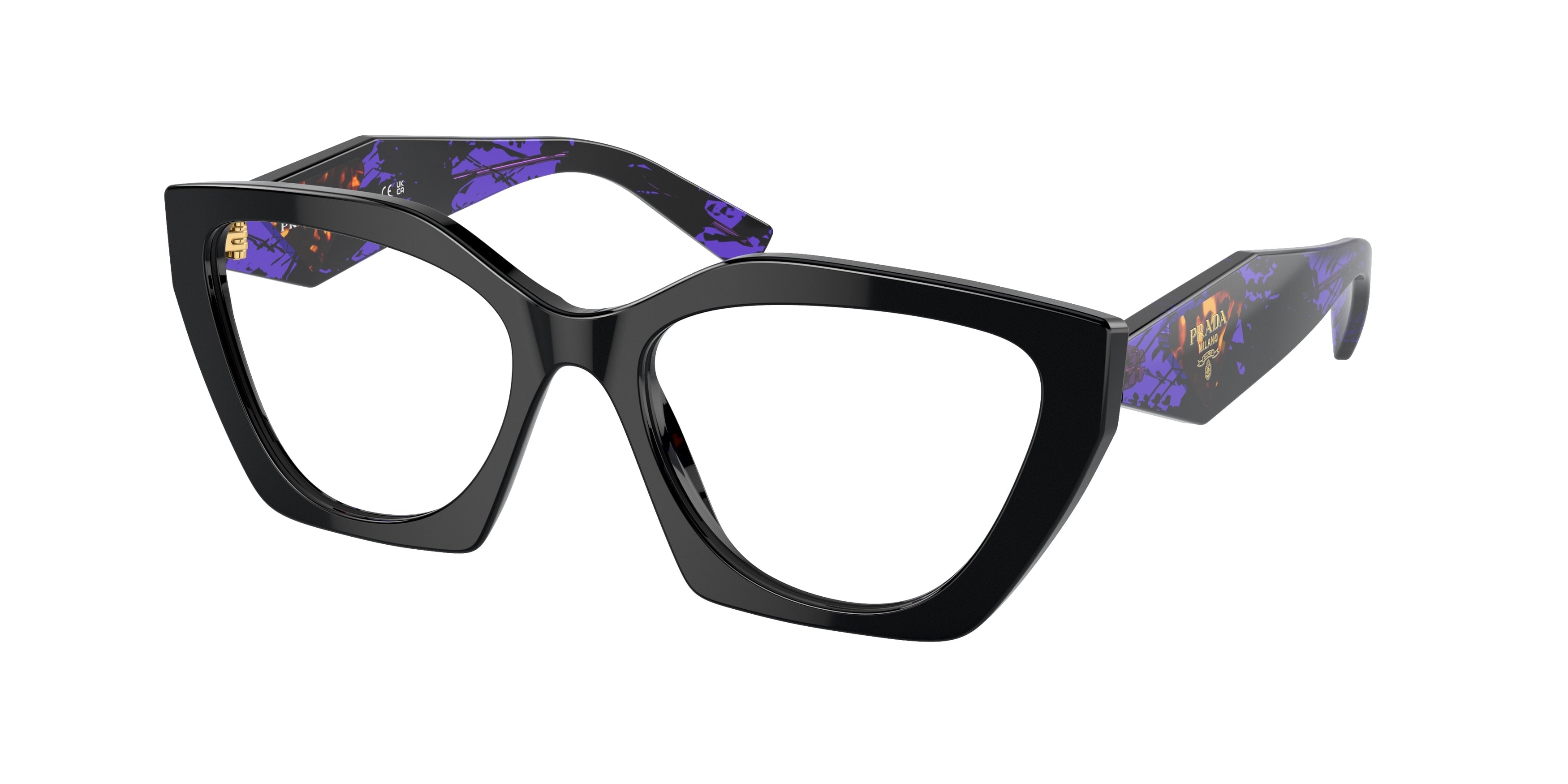 Prada PR09YV Irregular Eyeglasses  19S1O1-Black 54-140-18 - Color Map Black