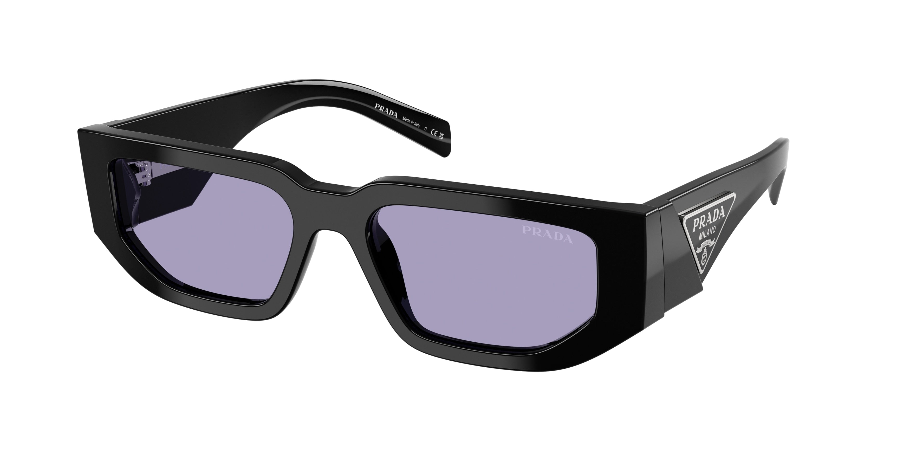 Prada PR09ZSF Rectangle Sunglasses for Men — Free Shipping - 55-140-17 / 16K01O-Black