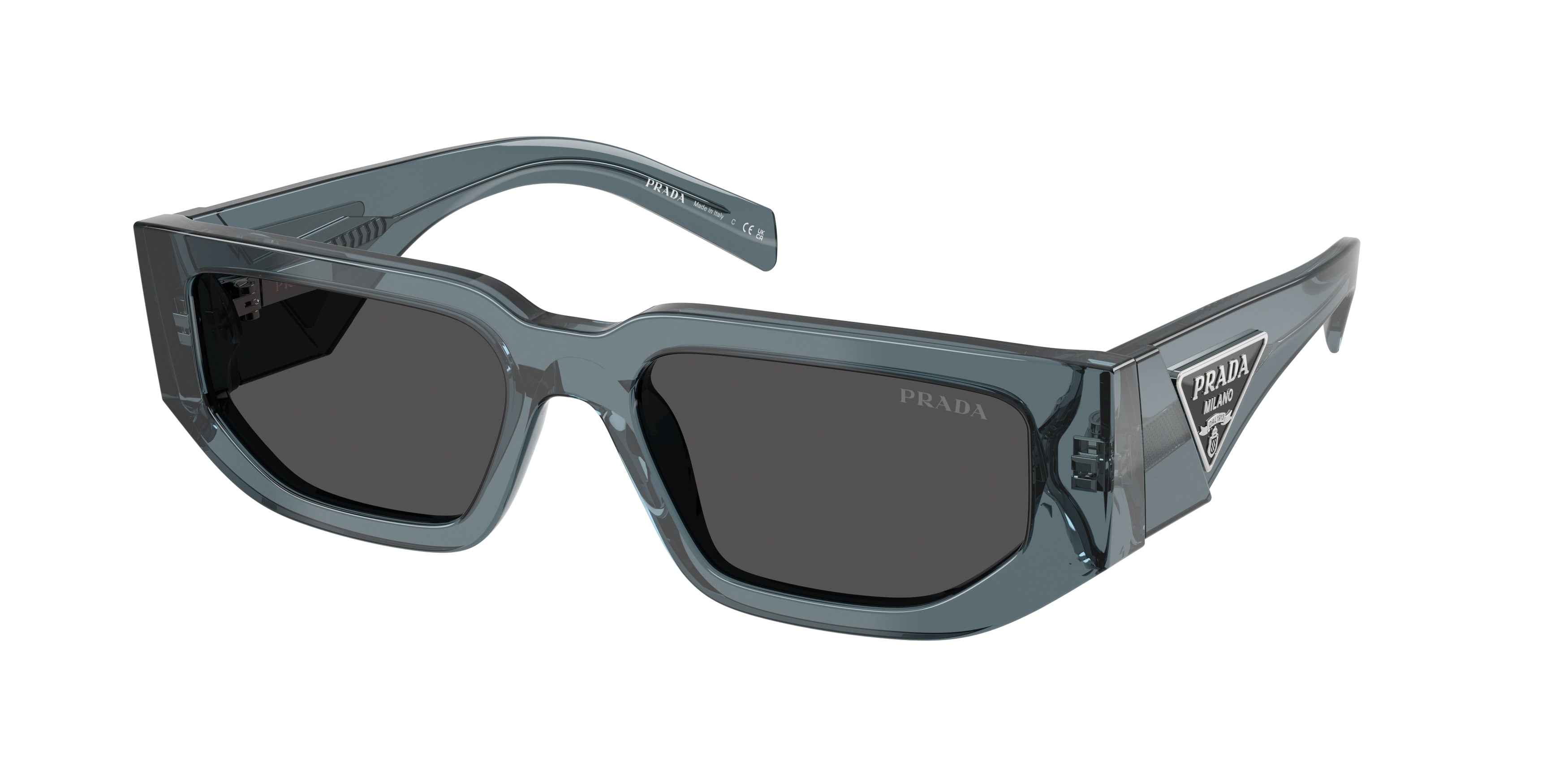 Prada PR09ZSF Rectangle Sunglasses  17T08Z-Transparent Ocean 55-140-17 - Color Map Blue