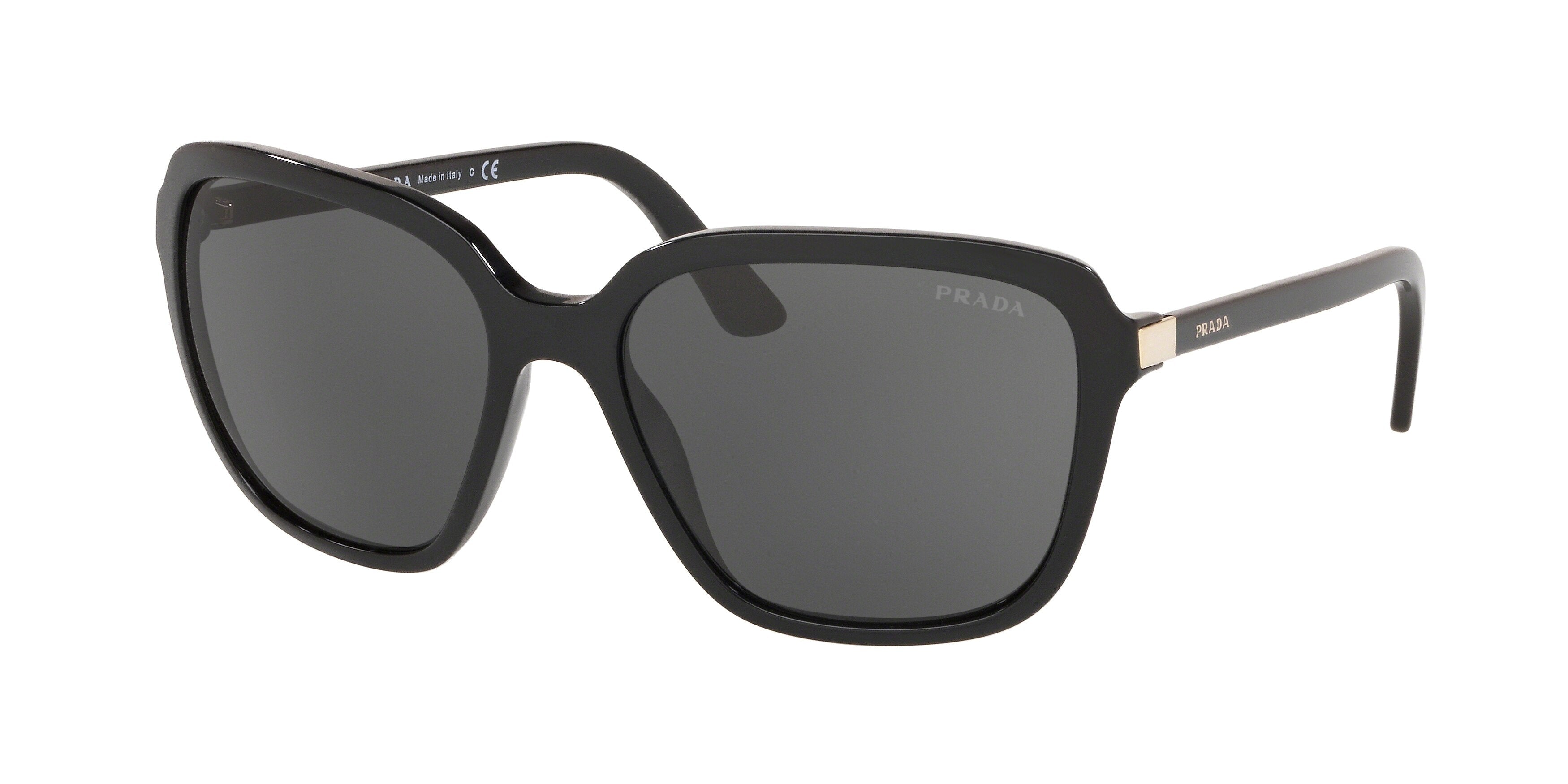 Prada HERITAGE PR10VSF Pillow Sunglasses  1AB5S0-Black 60-130-17 - Color Map Black