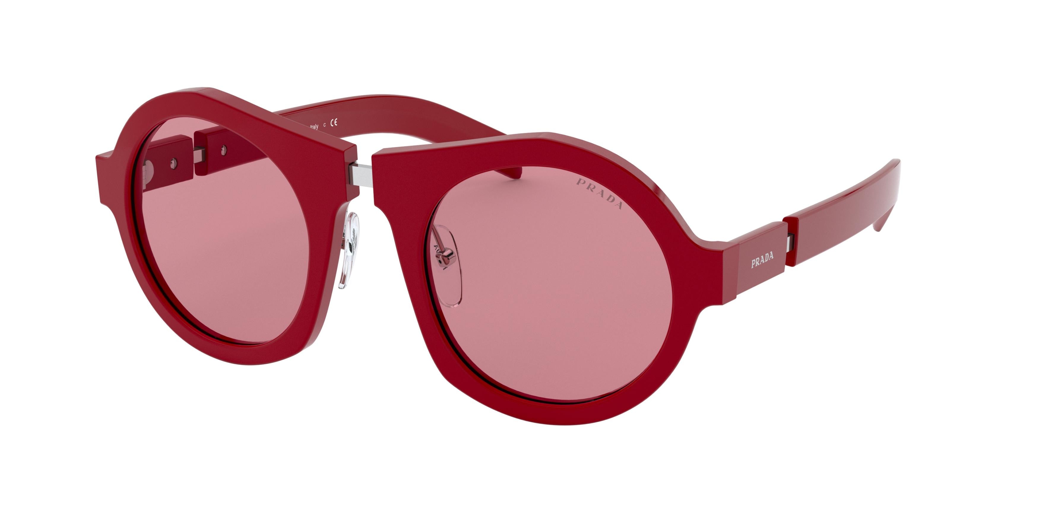 Prada CATWALK PR10XS Round Sunglasses  5391K0-Red 50-145-24 - Color Map Red
