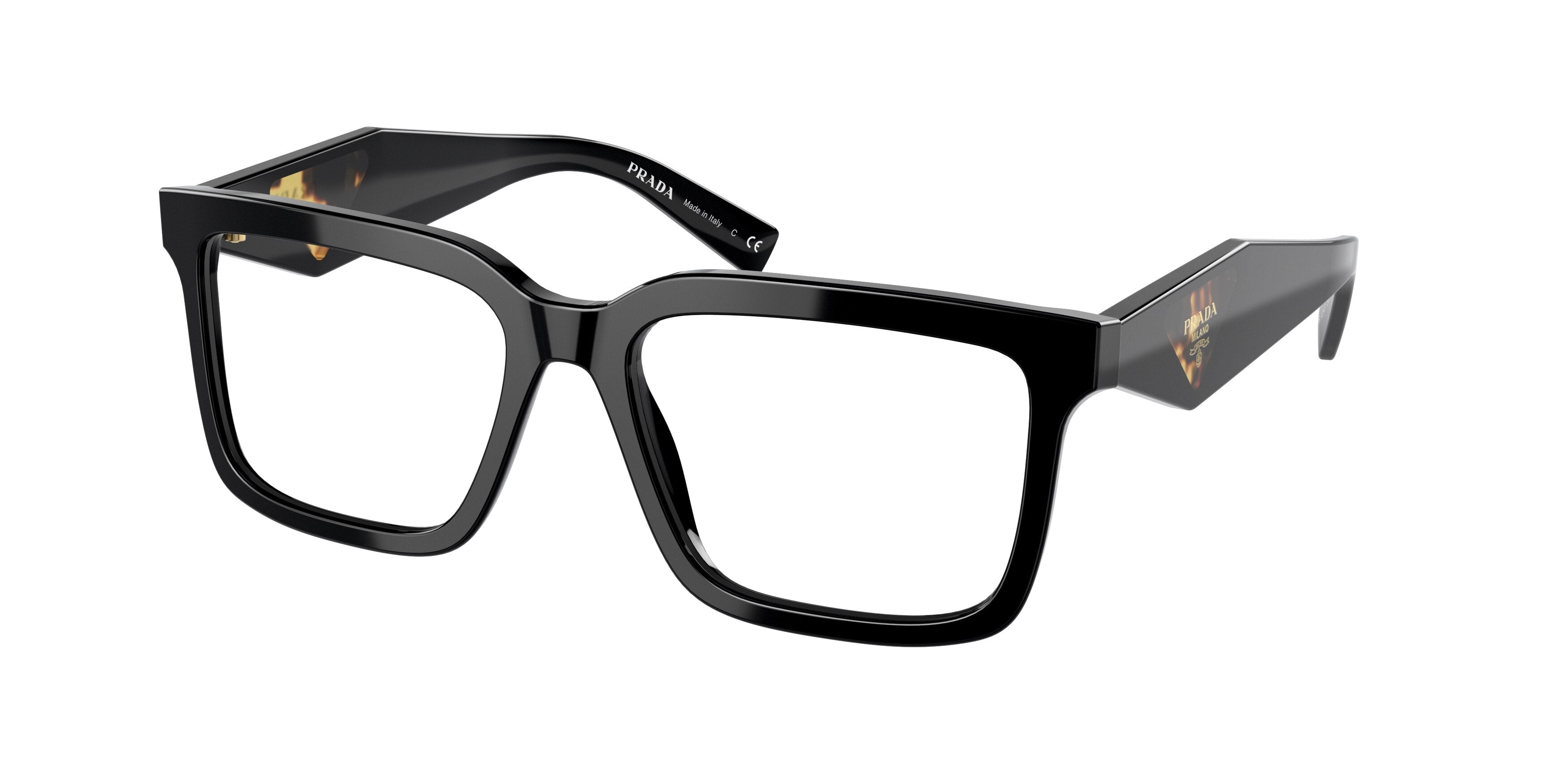 Prada PR10YVF Pillow Eyeglasses  1AB1O1-Black 55-140-16 - Color Map Black