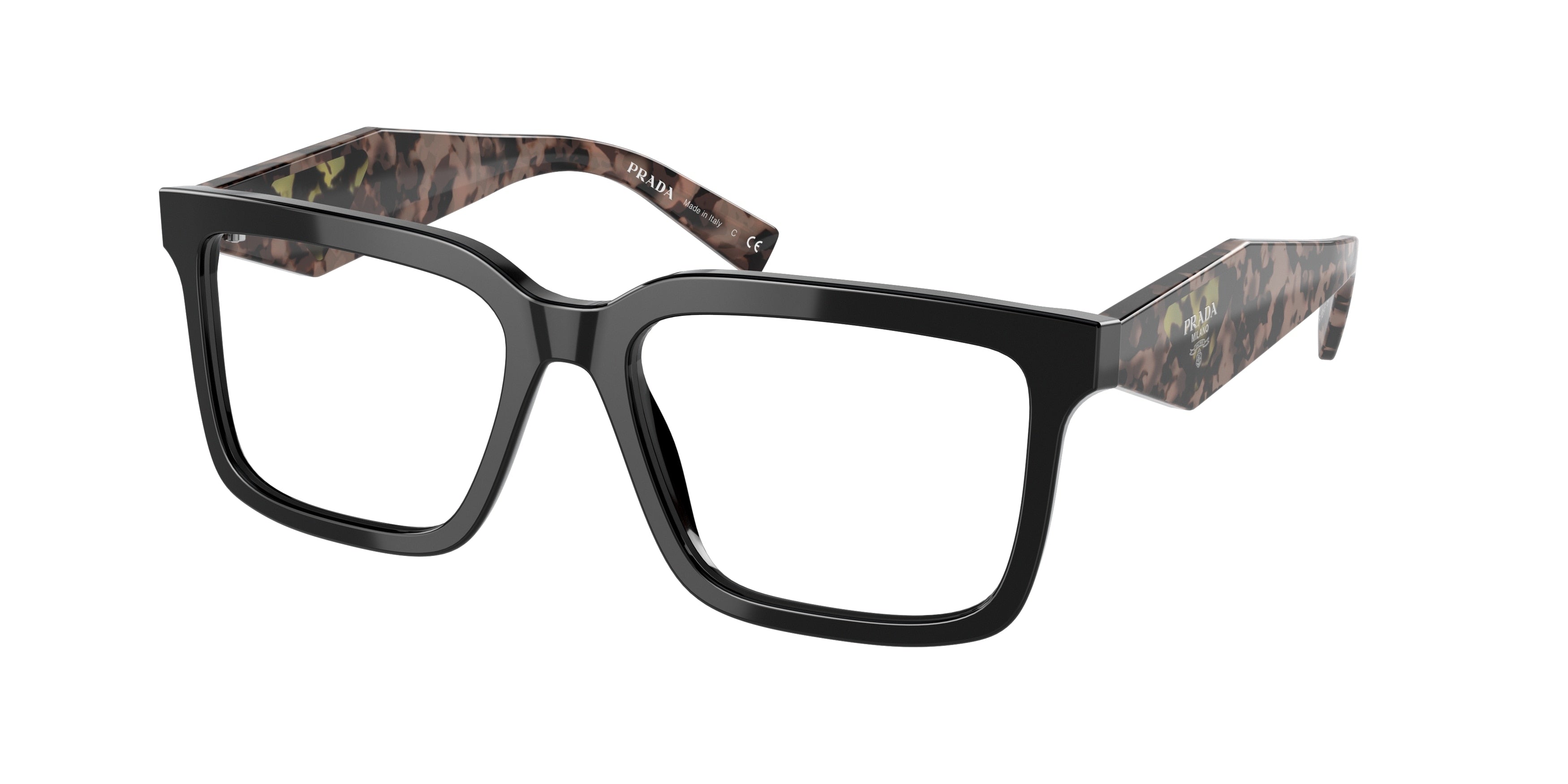 Prada PR10YVF Pillow Eyeglasses  21B1O1-Black 55-140-16 - Color Map Black