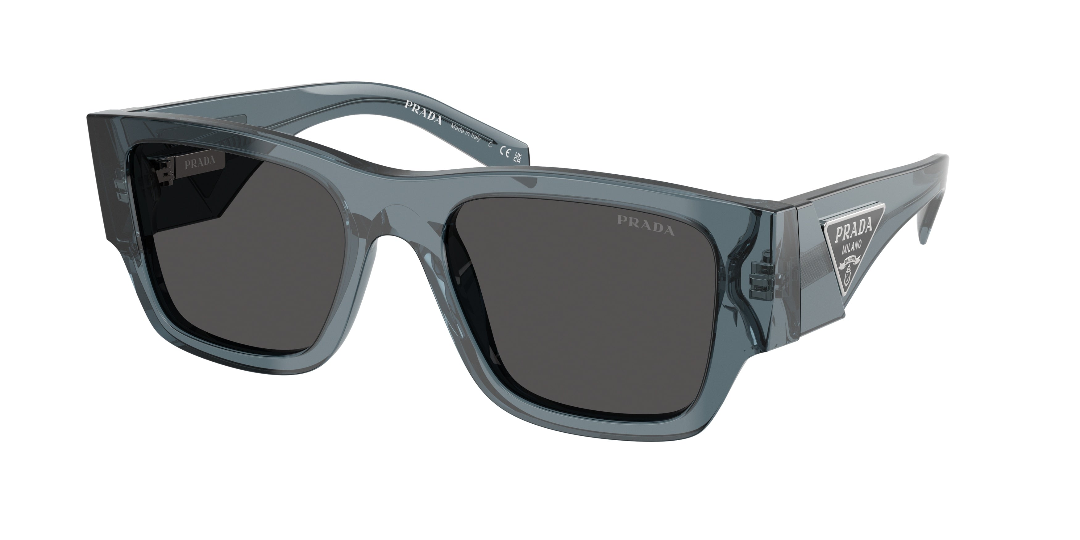 Prada PR10ZSF Pillow Sunglasses  17T08Z-Transparent Ocean 55-140-19 - Color Map Blue