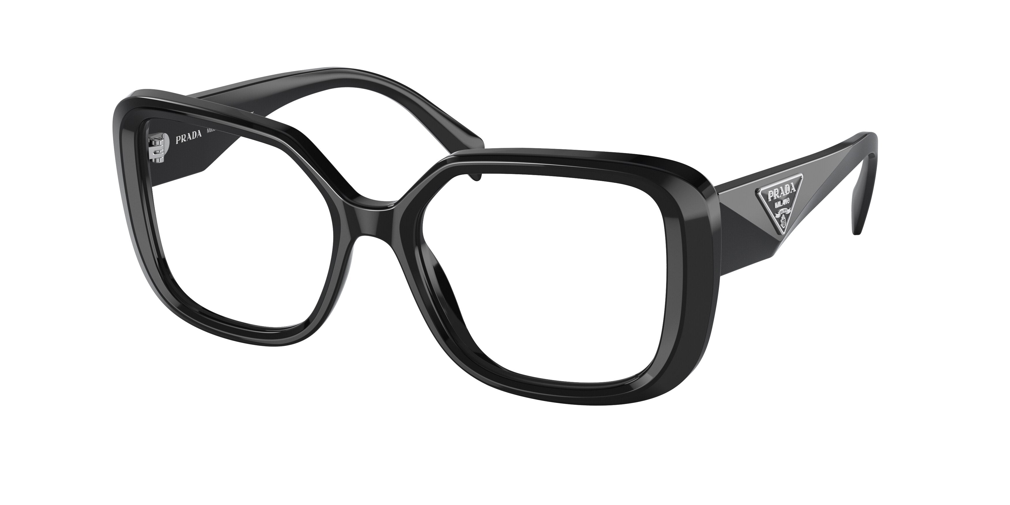 Prada PR10ZVF Square Eyeglasses  1AB1O1-Black 54-140-18 - Color Map Black