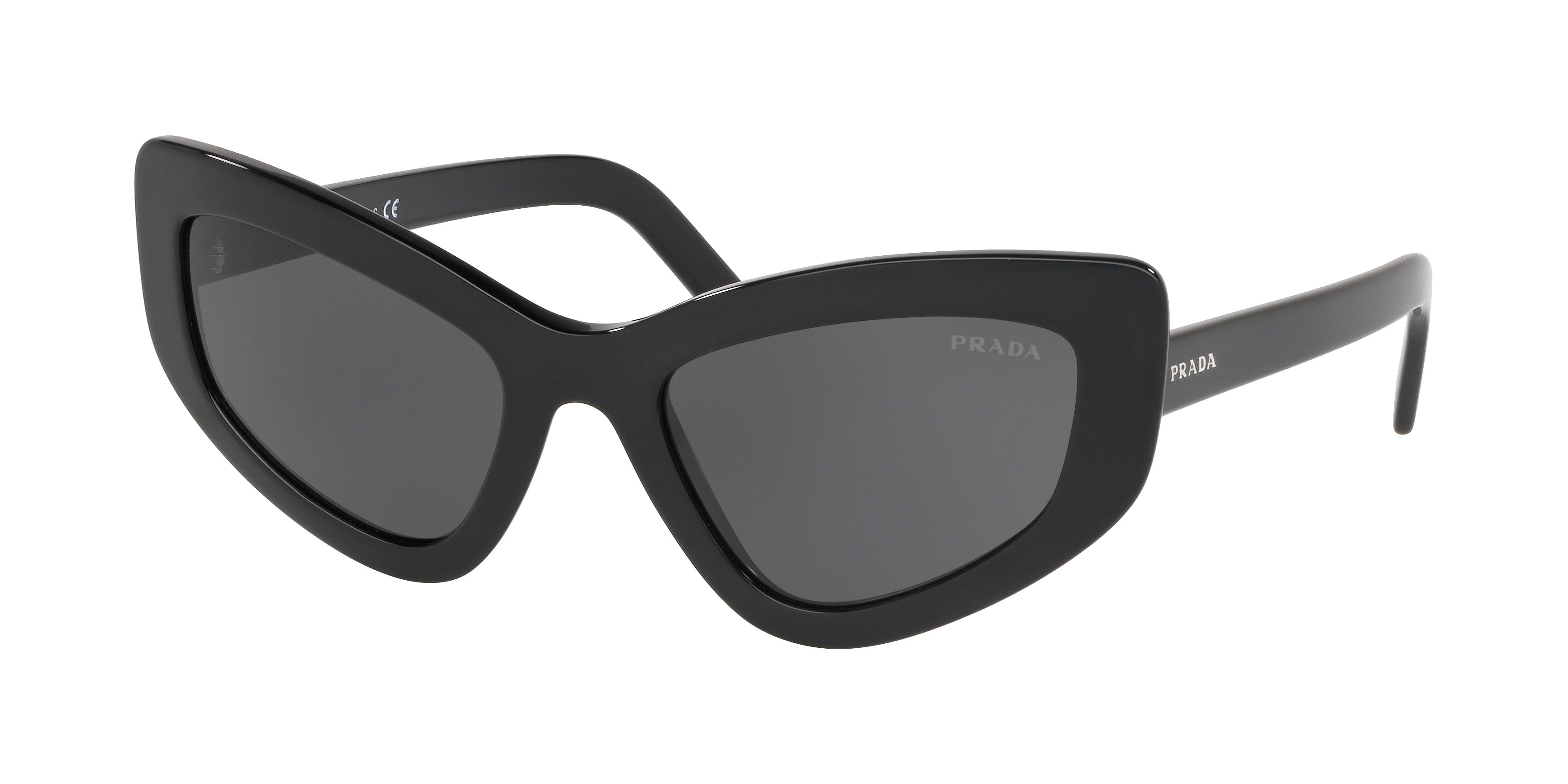 Prada CATWALK PR11VS Cat Eye Sunglasses  1AB5S0-Black 55-140-21 - Color Map Black