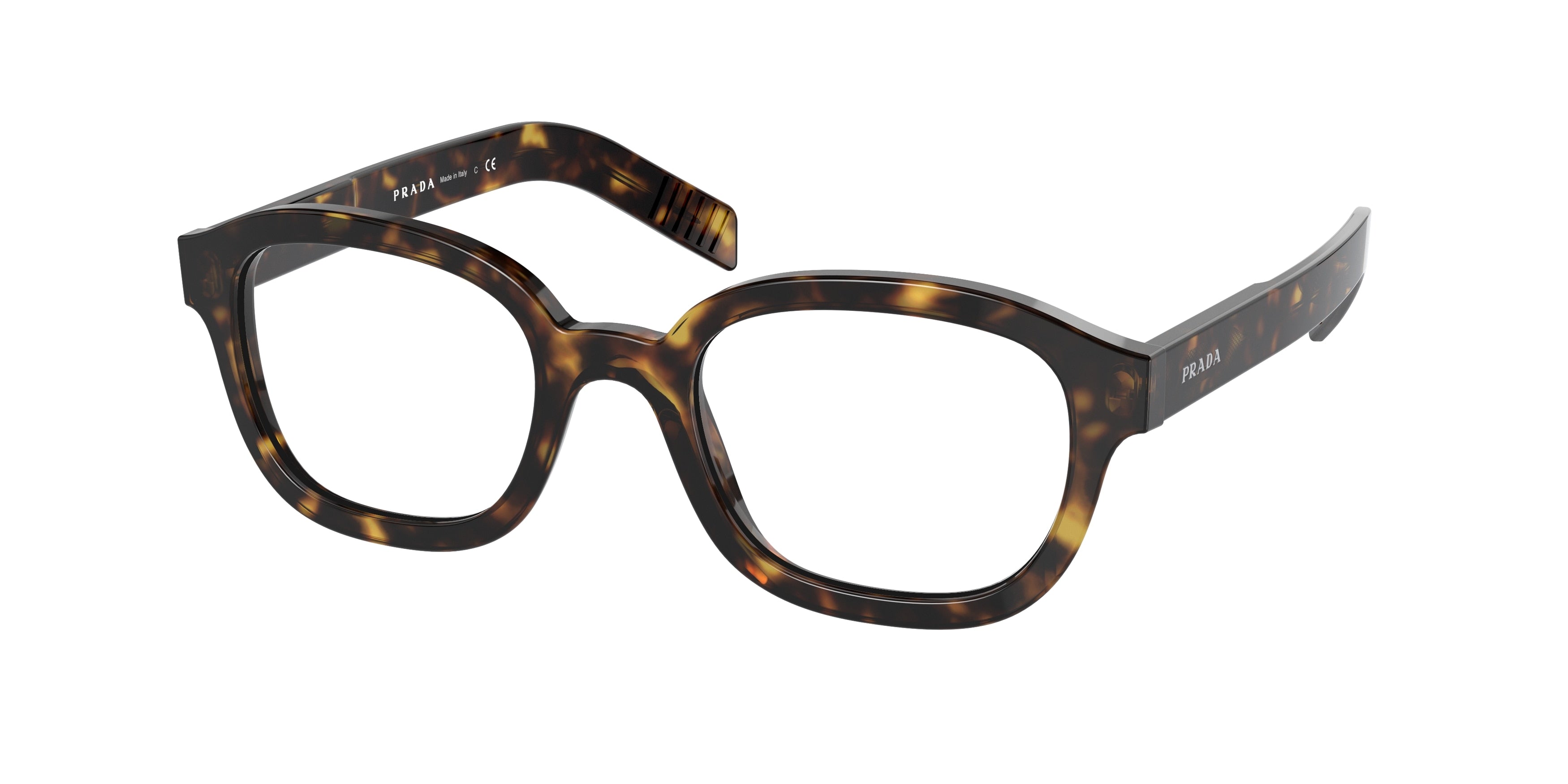 Prada PR11WV Pillow Eyeglasses  2AU1O1-Dark Havana 50-145-21 - Color Map Brown