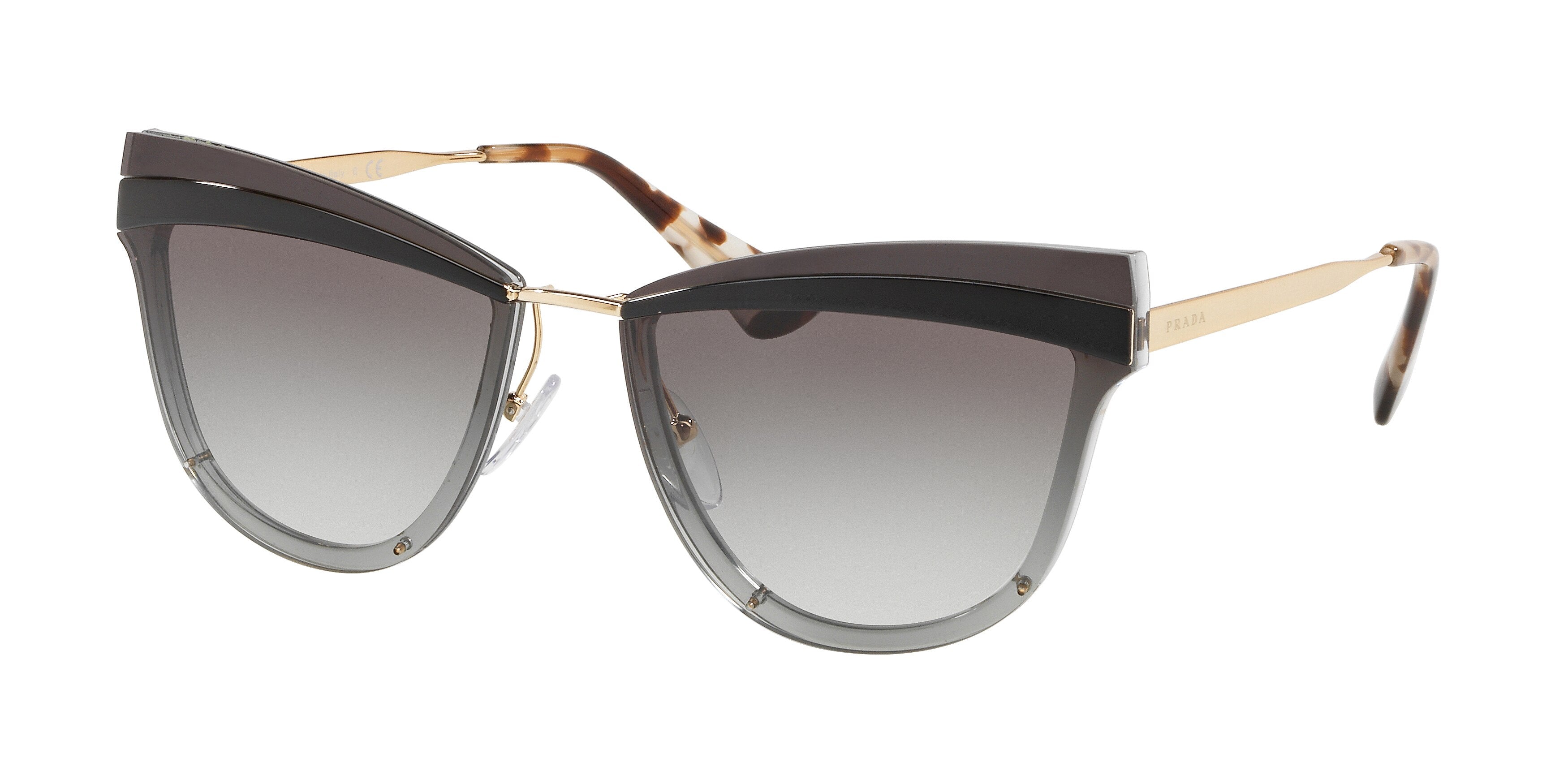 Prada CATWALK PR12US Cat Eye Sunglasses  KUI0A7-Sand Gold/Grey 58-140-16 - Color Map Gold