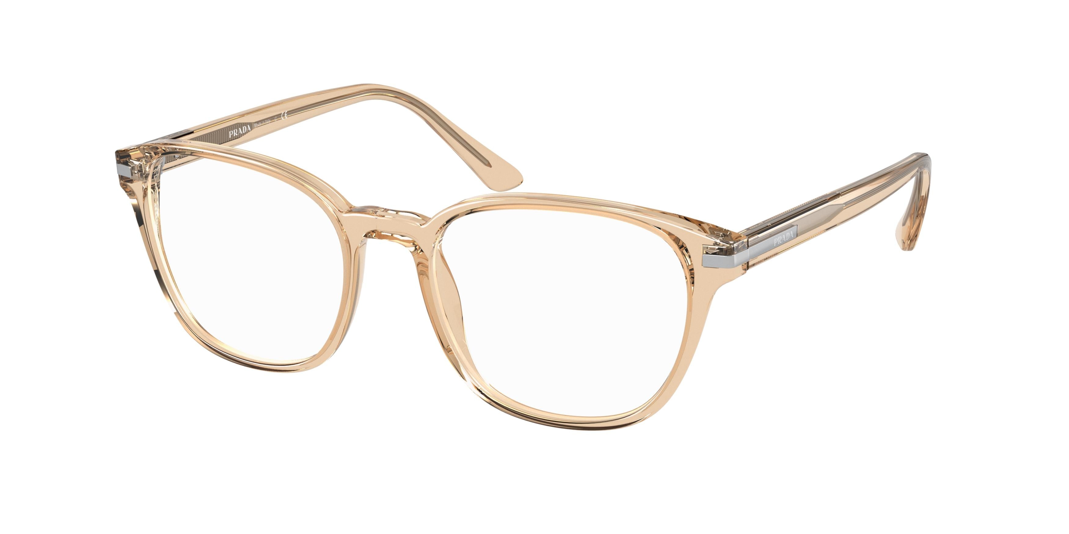 Prada PR12WV Pillow Eyeglasses  01N1O1-Amber Crystal 49-145-19 - Color Map Orange