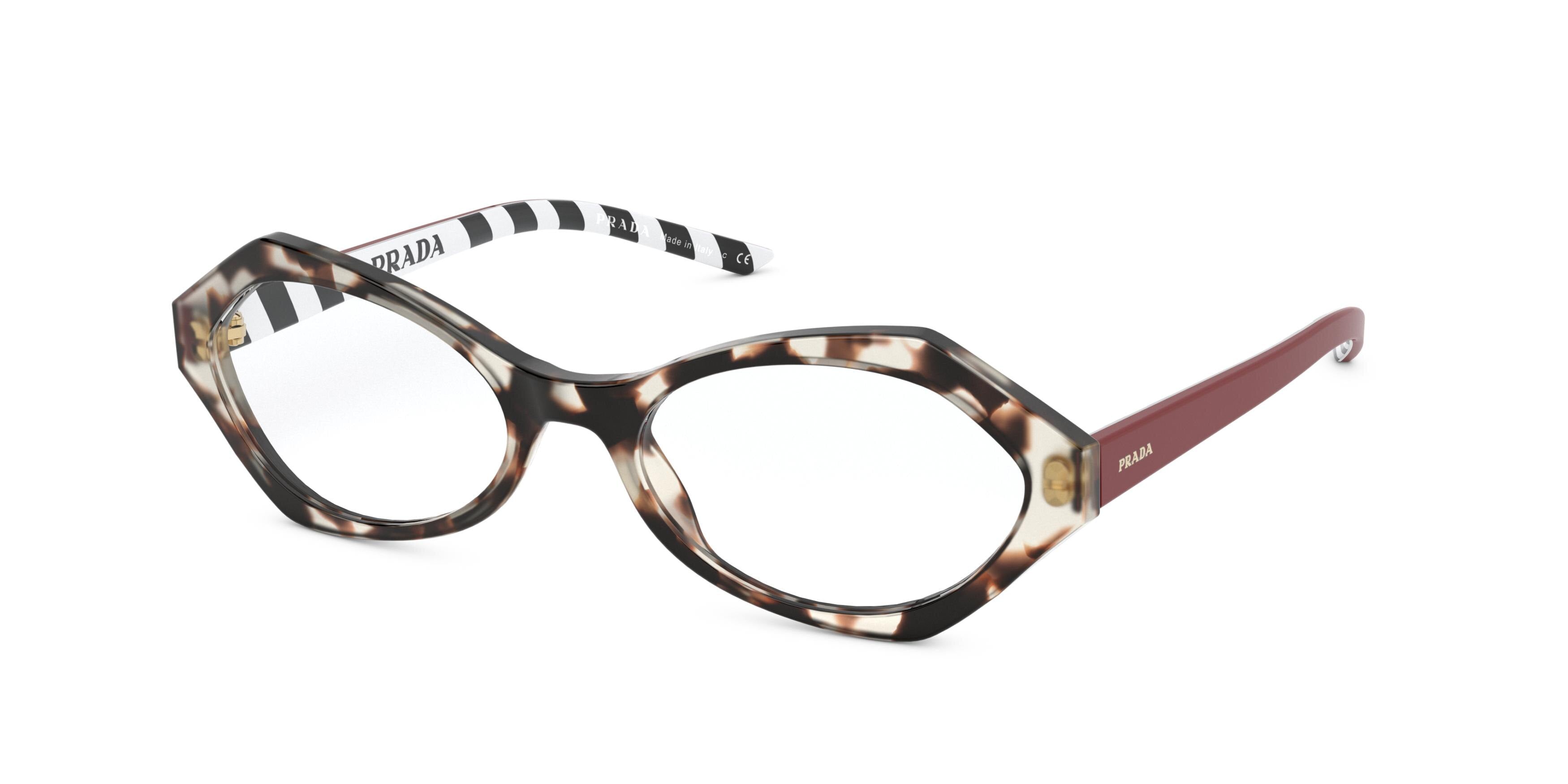 Prada MILLENNIALS PR12XV Irregular Eyeglasses  UAO1O1-Spotted Opal Brown 53-140-18 - Color Map Brown