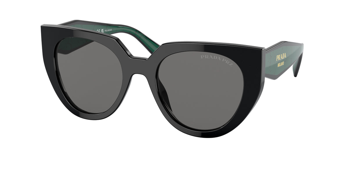 Prada PR14WS Cat Eye Sunglasses  1AB5Z1-Black 52-140-20 - Color Map Black