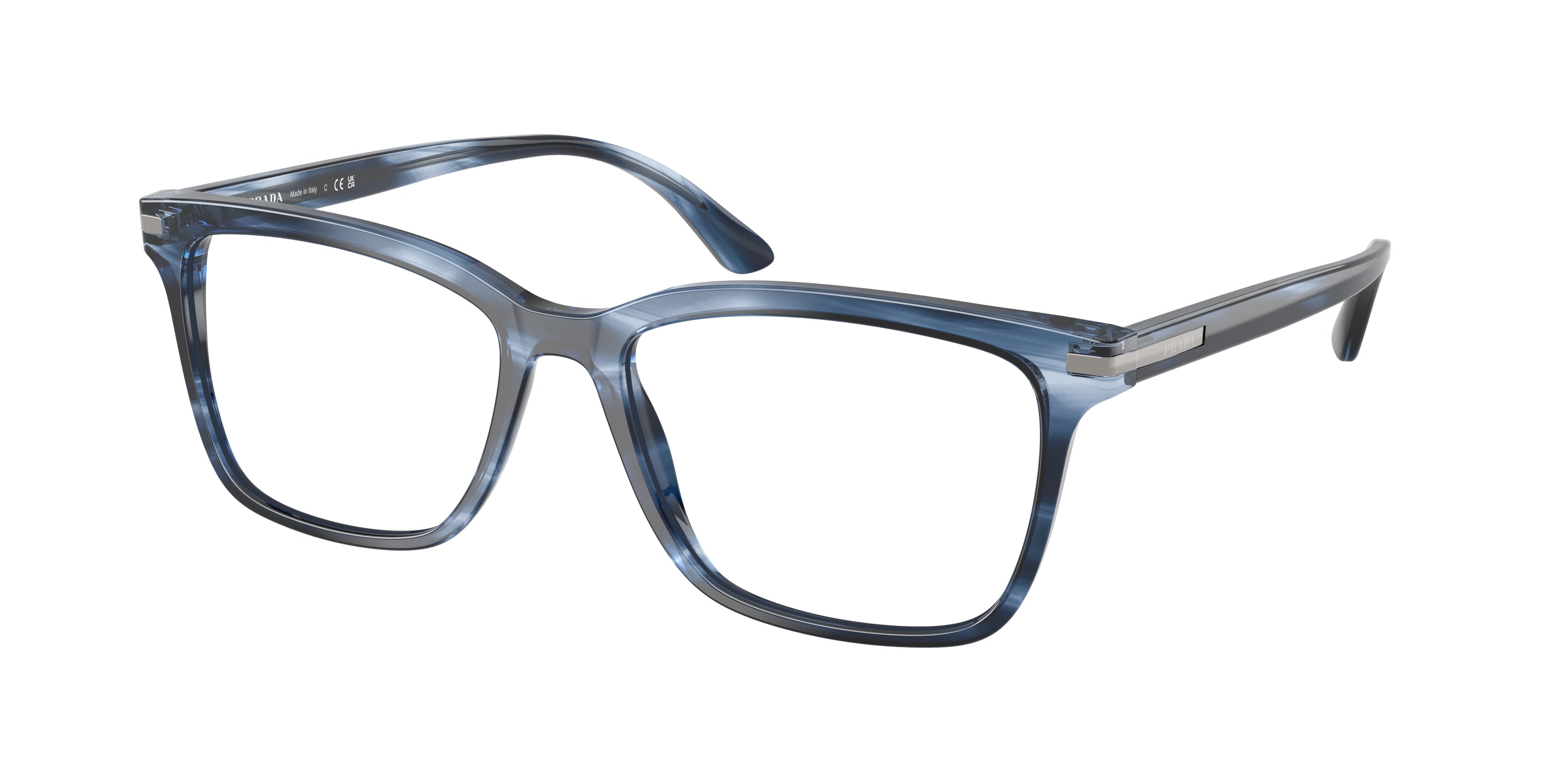 Prada PR14WV Rectangle Eyeglasses for Men — Free Shipping - 56-150-18 / 26F1O1-Blu Striato