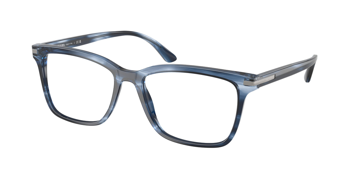 Prada PR14WV Rectangle Eyeglasses for Men — Free Shipping - 56-150-18 / 26F1O1-Blu Striato