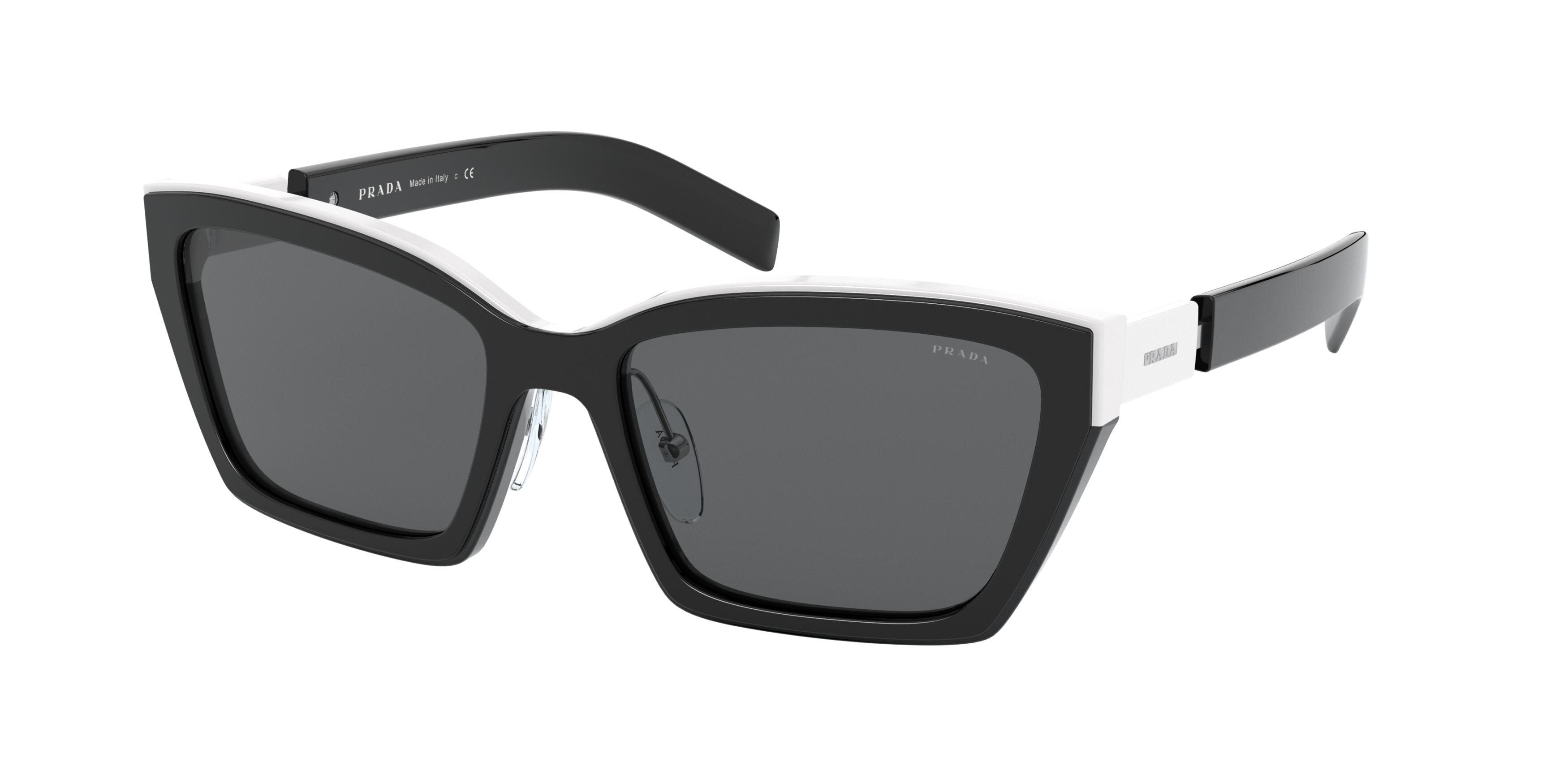Prada PR14XS Cat Eye Sunglasses  02C5S0-Black 56-145-18 - Color Map Black