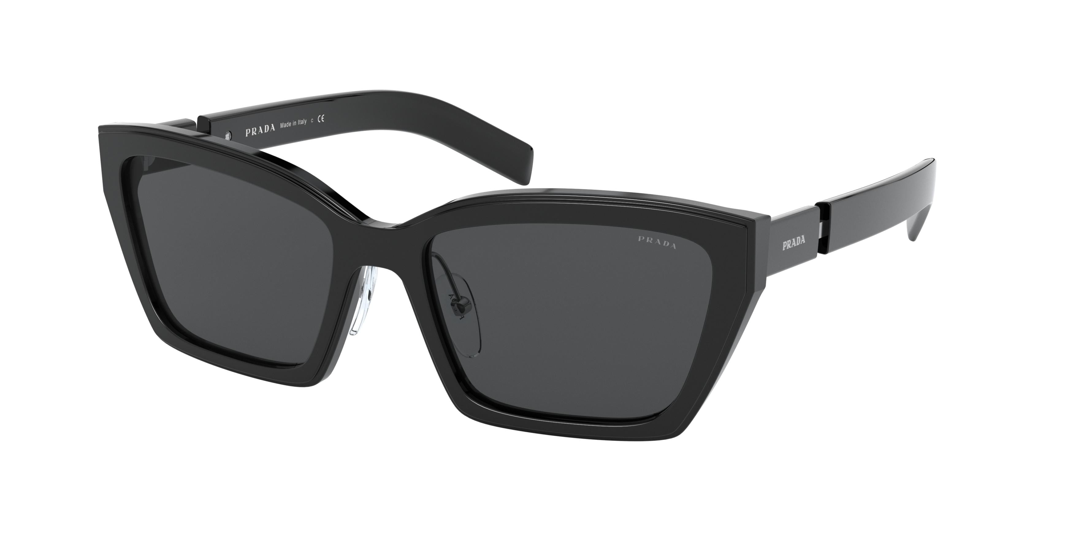Prada PR14XS Cat Eye Sunglasses  1AB5S0-Black 56-145-18 - Color Map Black