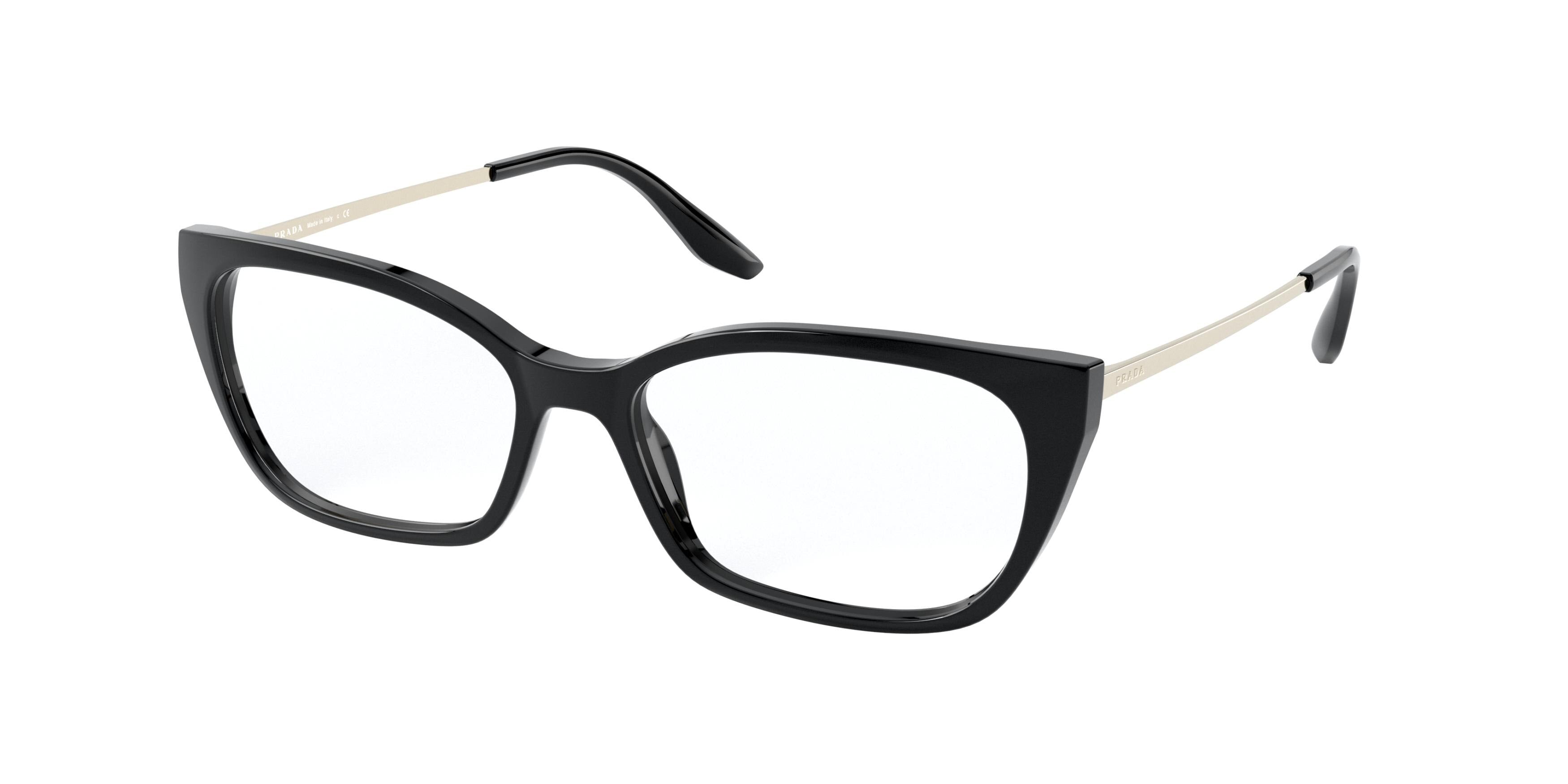 Prada PR14XVF Cat Eye Eyeglasses  1AB1O1-Black 54-140-16 - Color Map Black