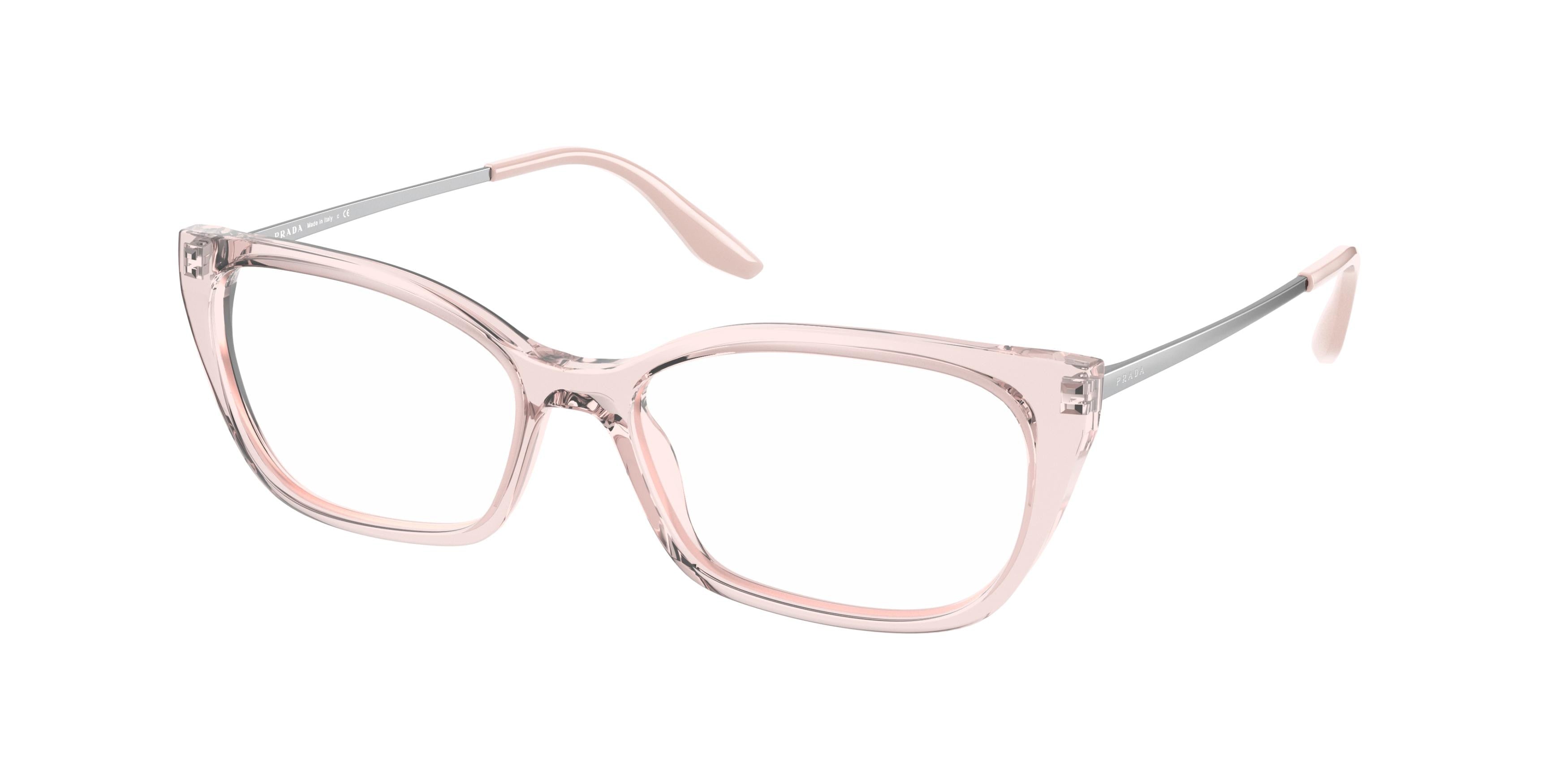 Prada PR14XV Cat Eye Eyeglasses  5381O1-Rose Crystal 54-140-16 - Color Map Pink