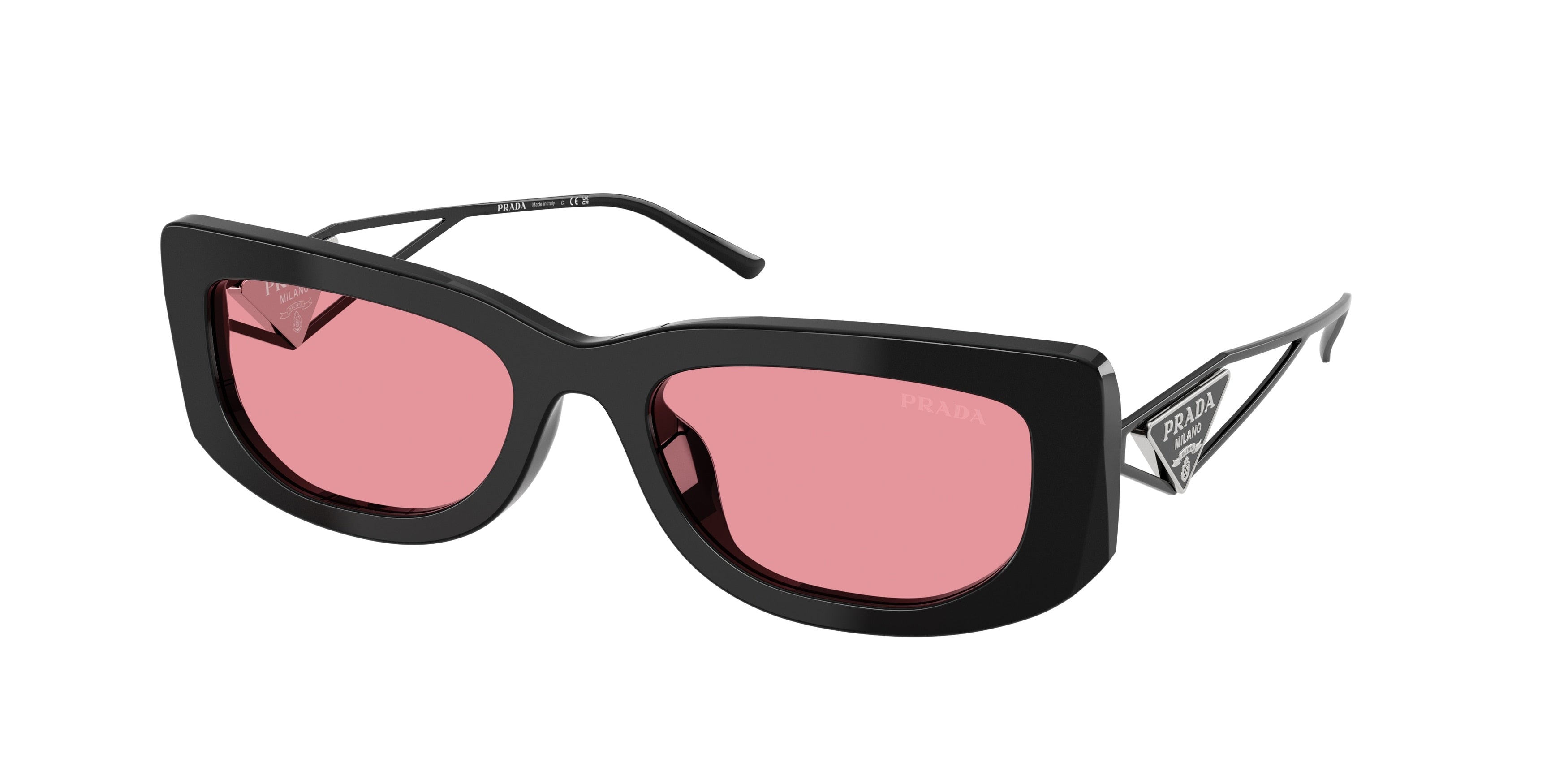Prada PR14YS Rectangle Sunglasses  1AB30L-Black 53-140-19 - Color Map Black