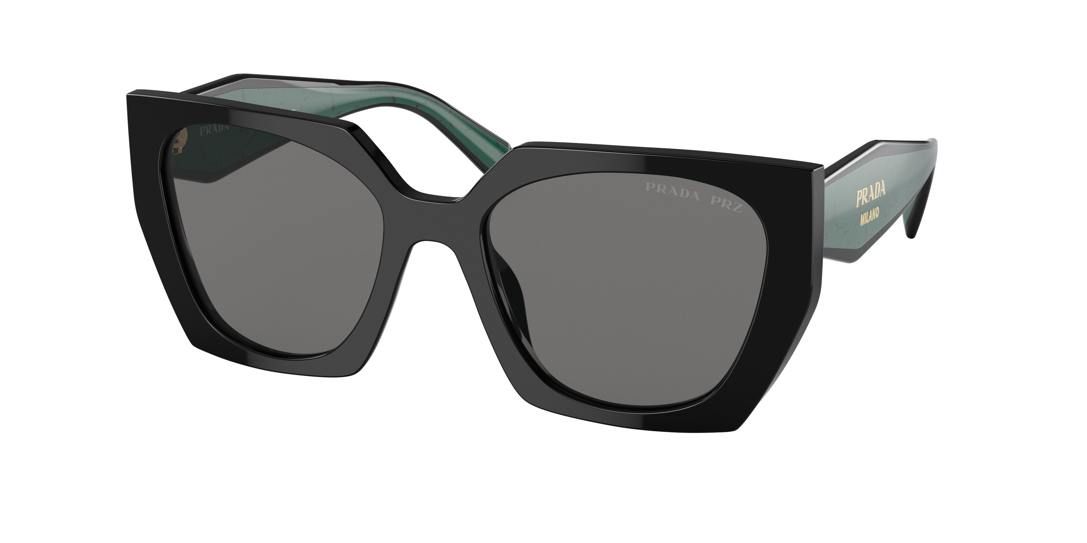 Prada PR15WS Rectangle Sunglasses for Women — Free Shipping - 54-140-19 / 1AB5Z1-Black - Polarized