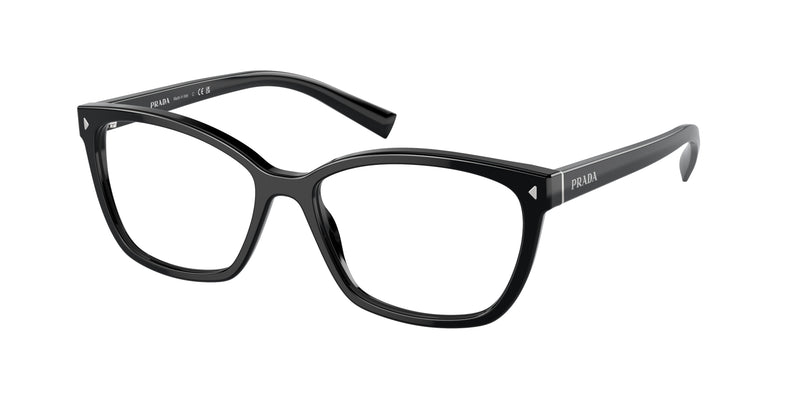 Prada PR15ZVF Rectangle Eyeglasses  1AB1O1-Black 57-145-15 - Color Map Black
