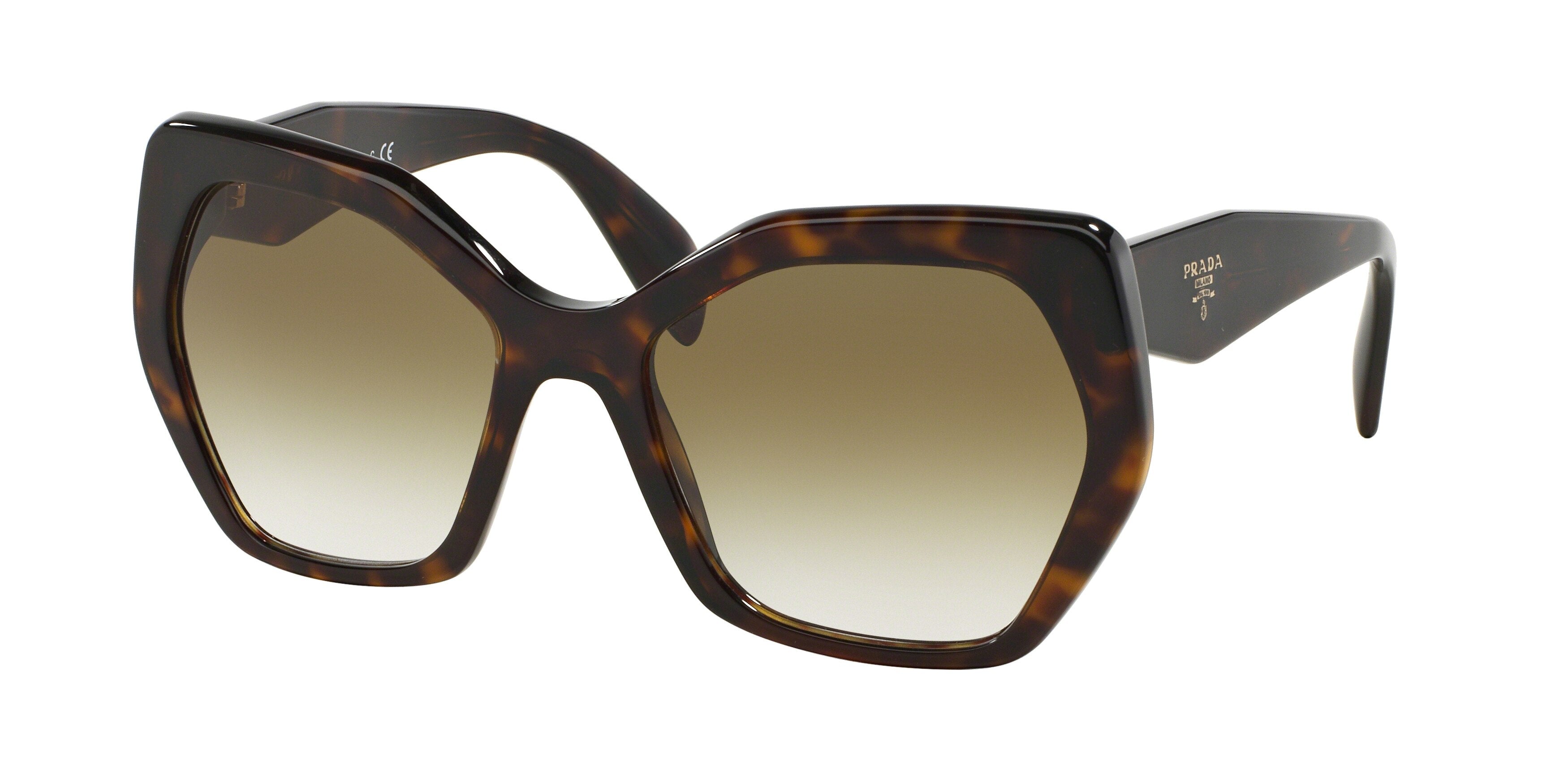 Prada HERITAGE PR16RS Irregular Sunglasses  2AU4M0-Havana 56-135-19 - Color Map Tortoise