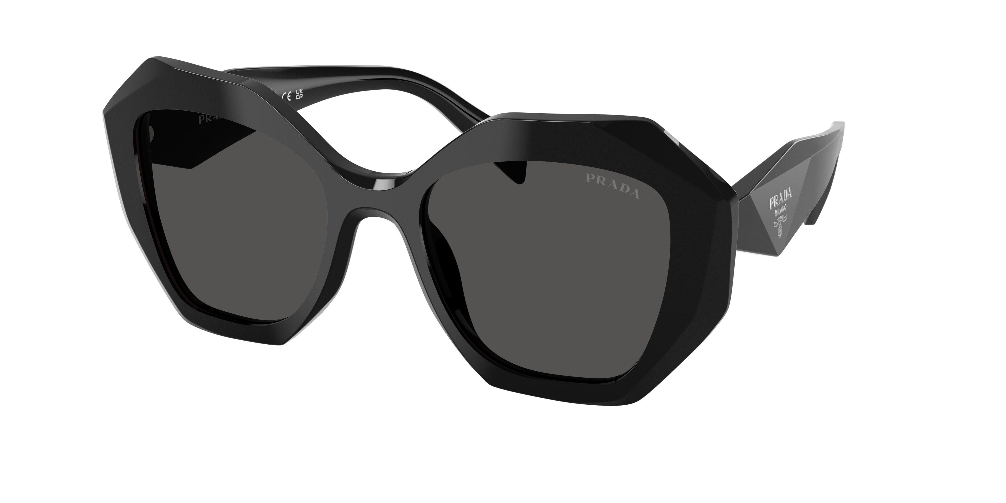 Prada PR16WS Irregular Sunglasses  1AB5S0-Black 53-145-20 - Color Map Black