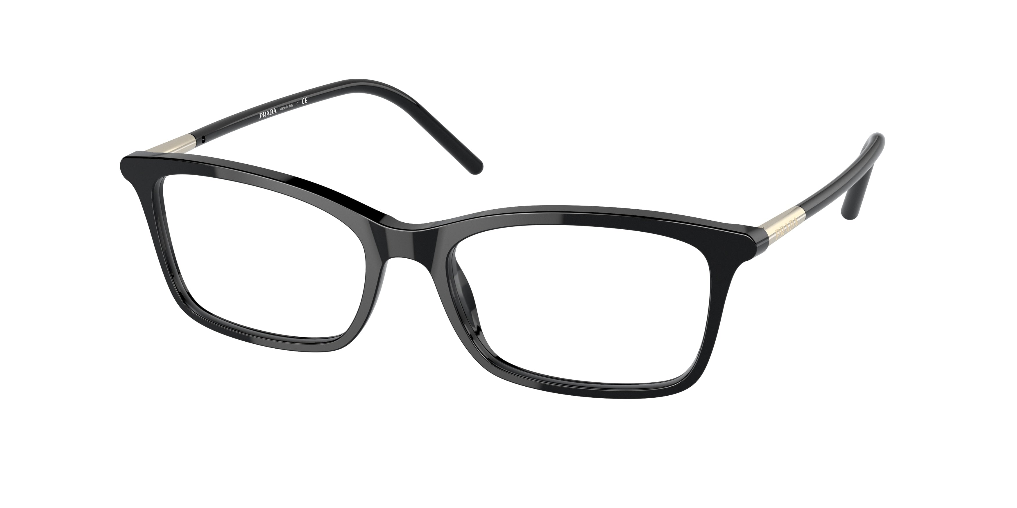 Prada PR16WVF Rectangle Eyeglasses  1AB1O1-Black 54-140-17 - Color Map Black