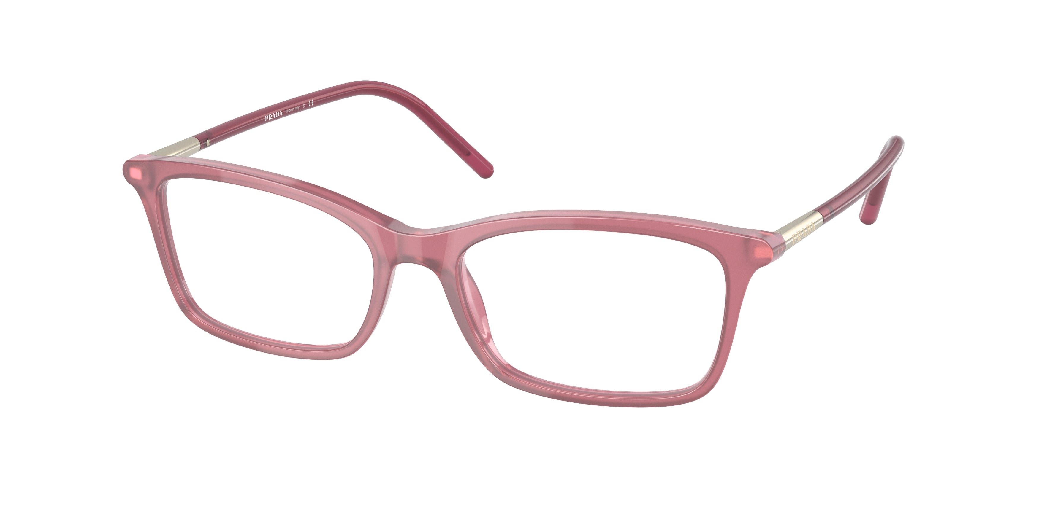 Prada PR16WV Rectangle Eyeglasses  2BM1O1-Opal Bordeaux 52-140-17 - Color Map Red