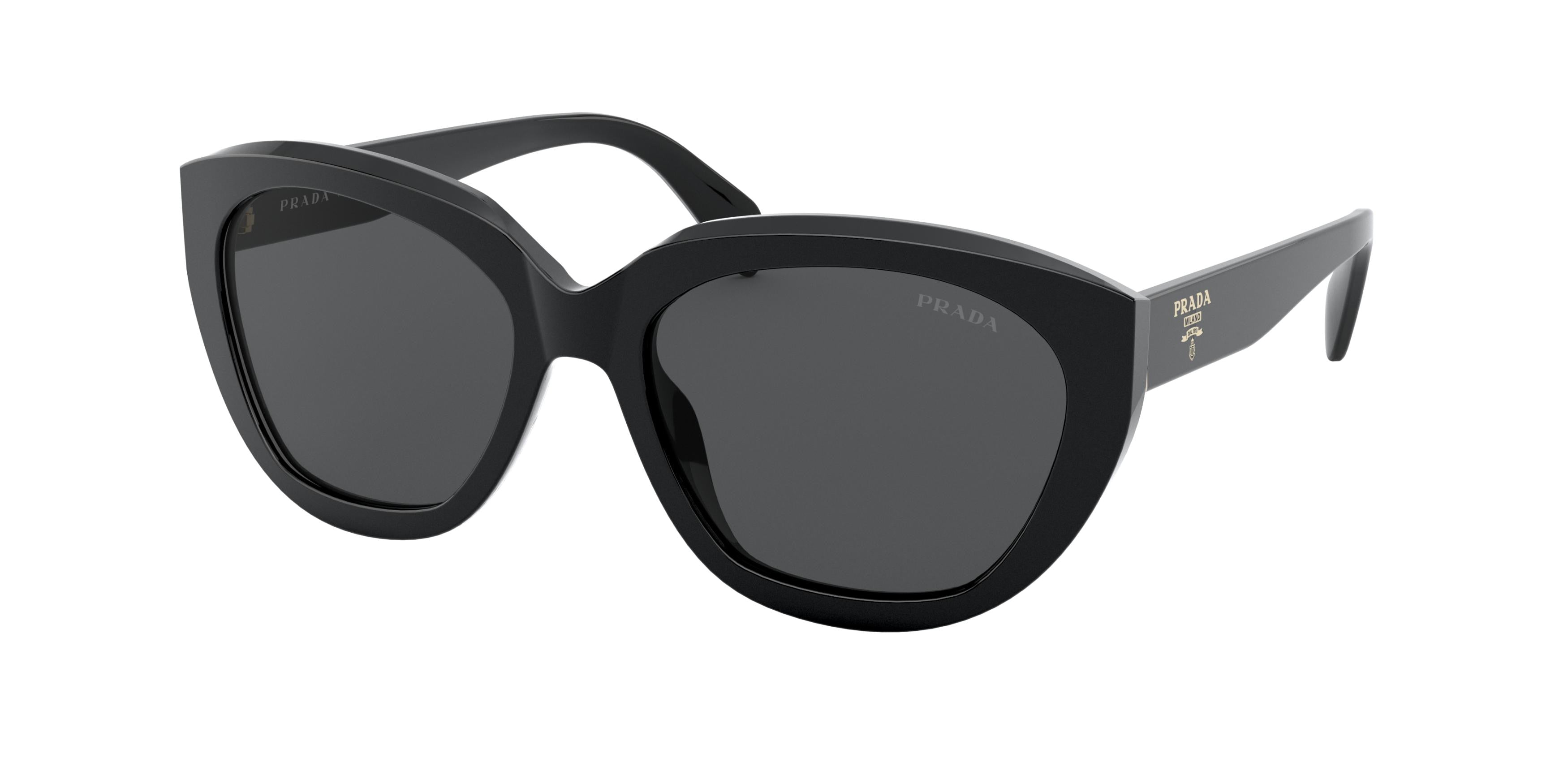 Prada PR16XS Irregular Sunglasses  1AB5S0-Black 56-140-18 - Color Map Black