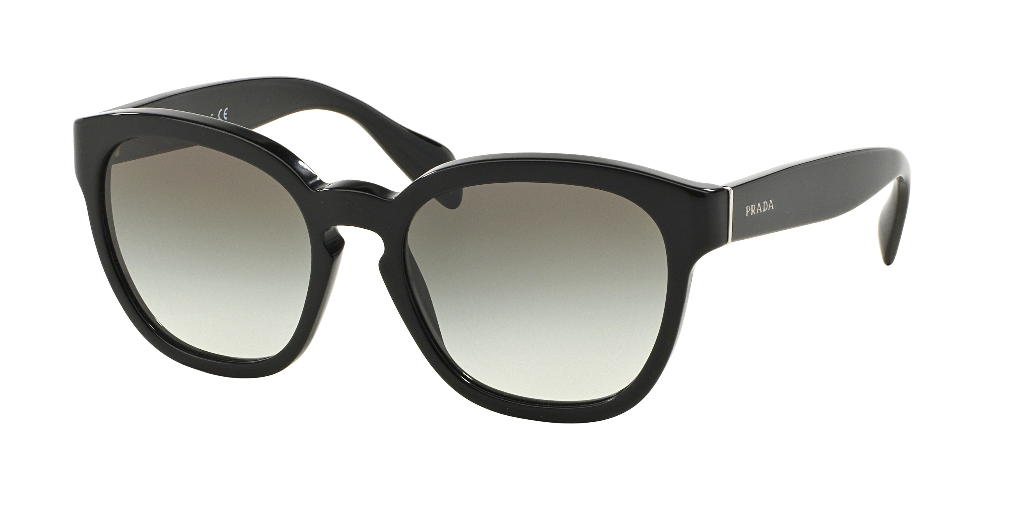 Prada PR17RS Square Sunglasses  1AB0A7-Black 53-140-18 - Color Map Black