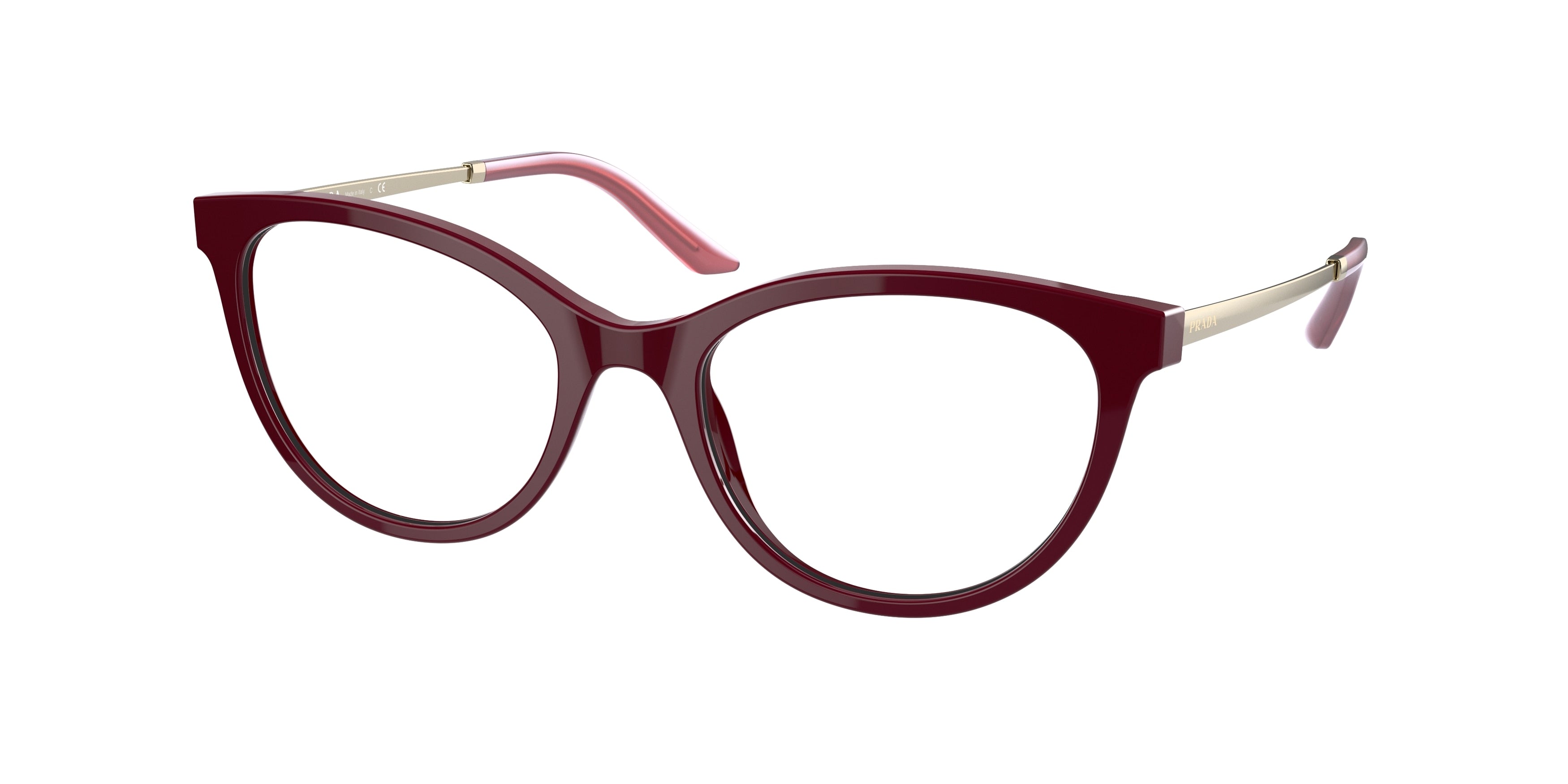 Prada PR17WV Oval Eyeglasses  TY71O1-Bordeaux 53-140-19 - Color Map Red