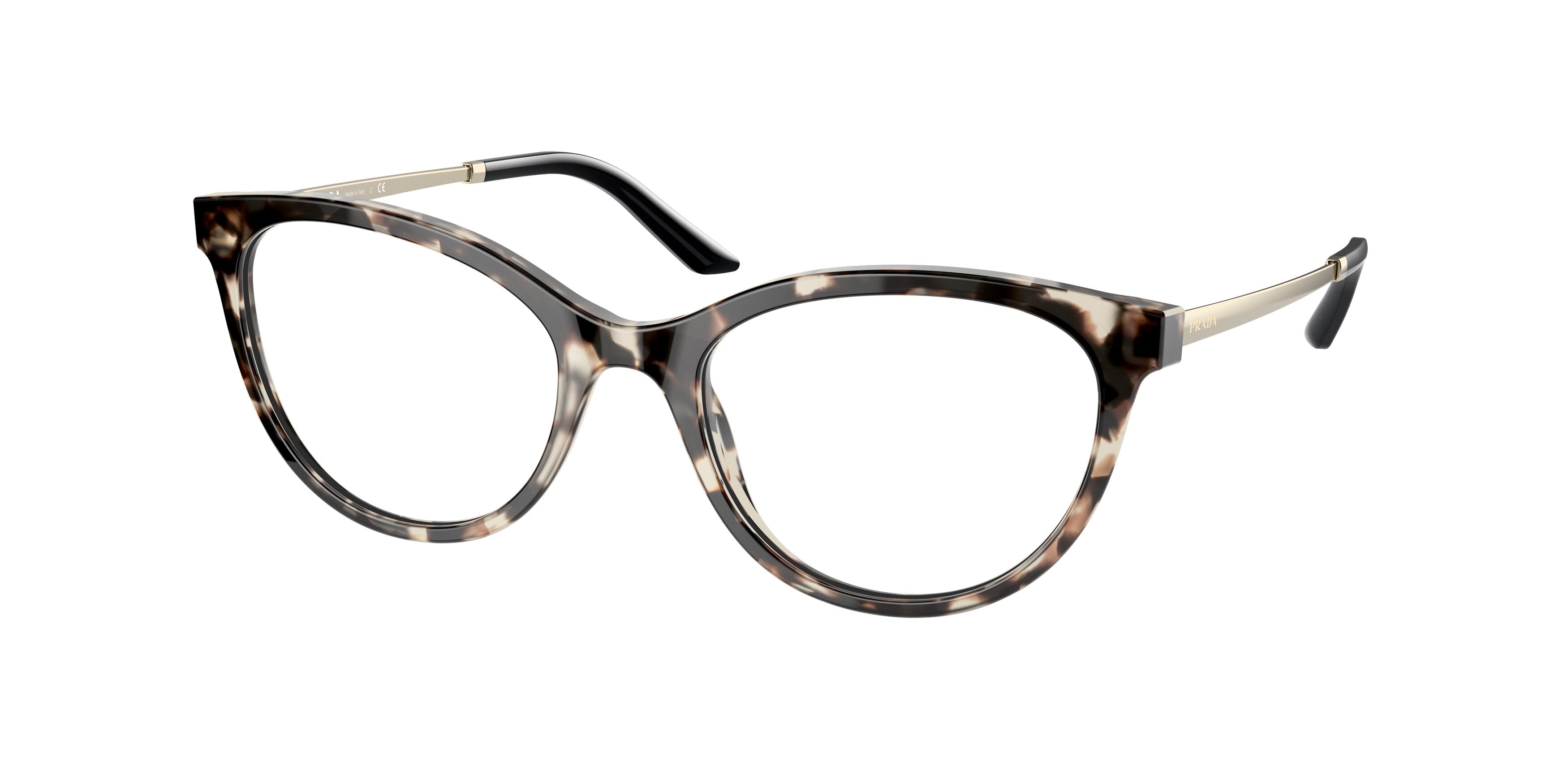Prada PR17WV Oval Eyeglasses  UAO1O1-Talc Tortoise 53-140-19 - Color Map White