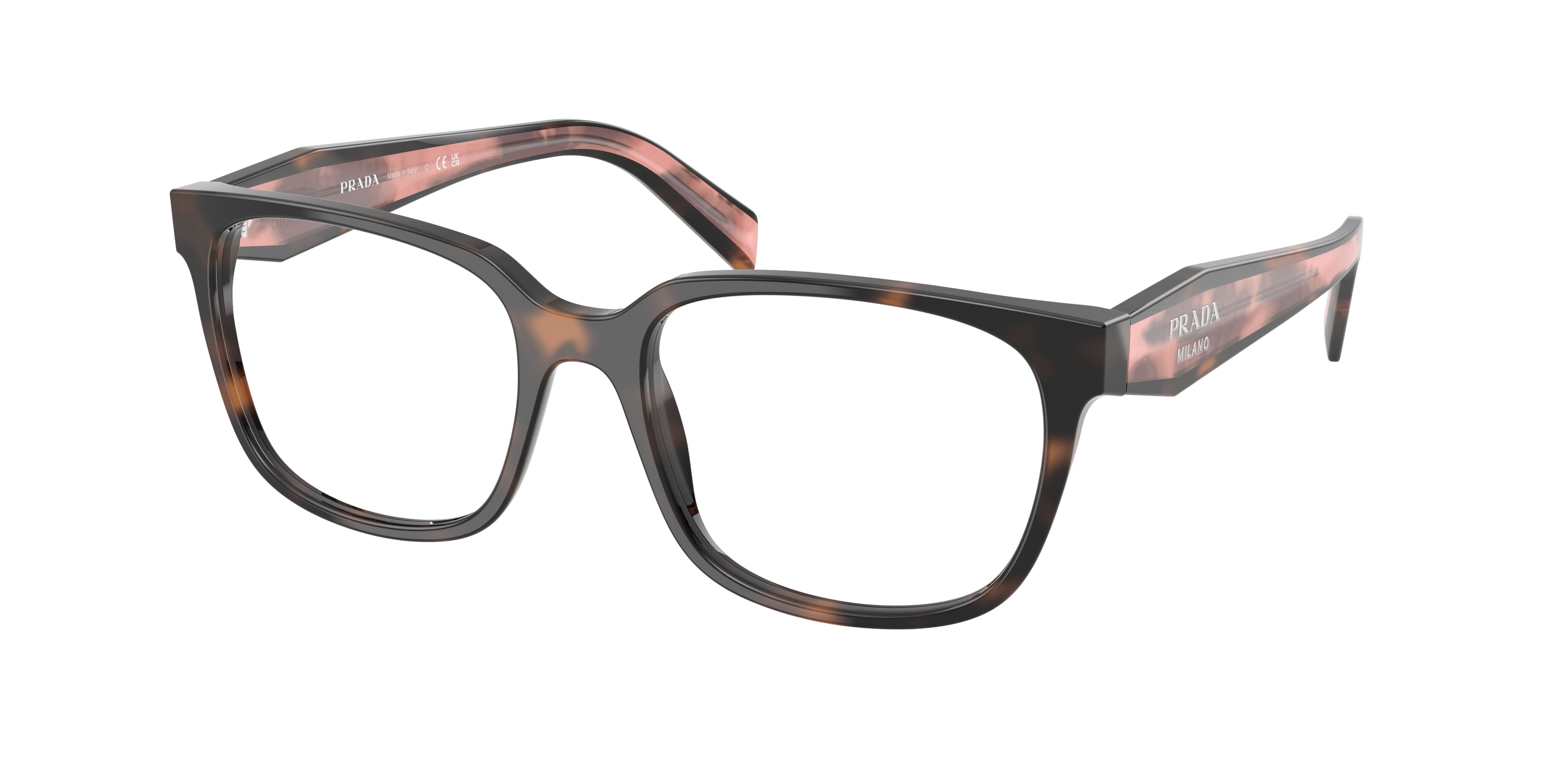 Prada PR17ZV Rectangle Eyeglasses  23A1O1-Mauve Tortoise 52-140-18 - Color Map Tortoise