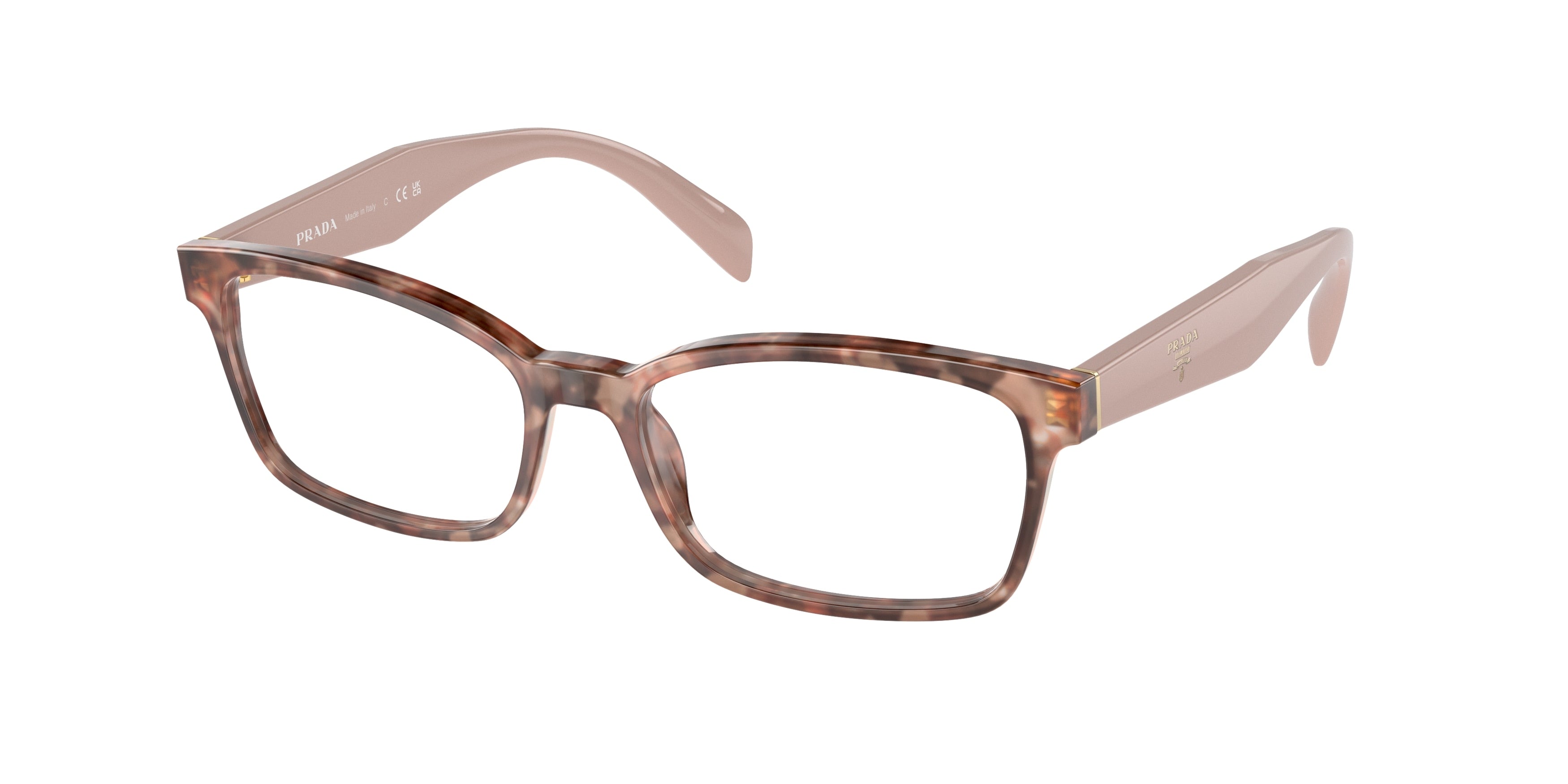 Prada HERITAGE PR18TV Rectangle Eyeglasses  UE01O1-Pink Havana 53-140-16 - Color Map Tortoise