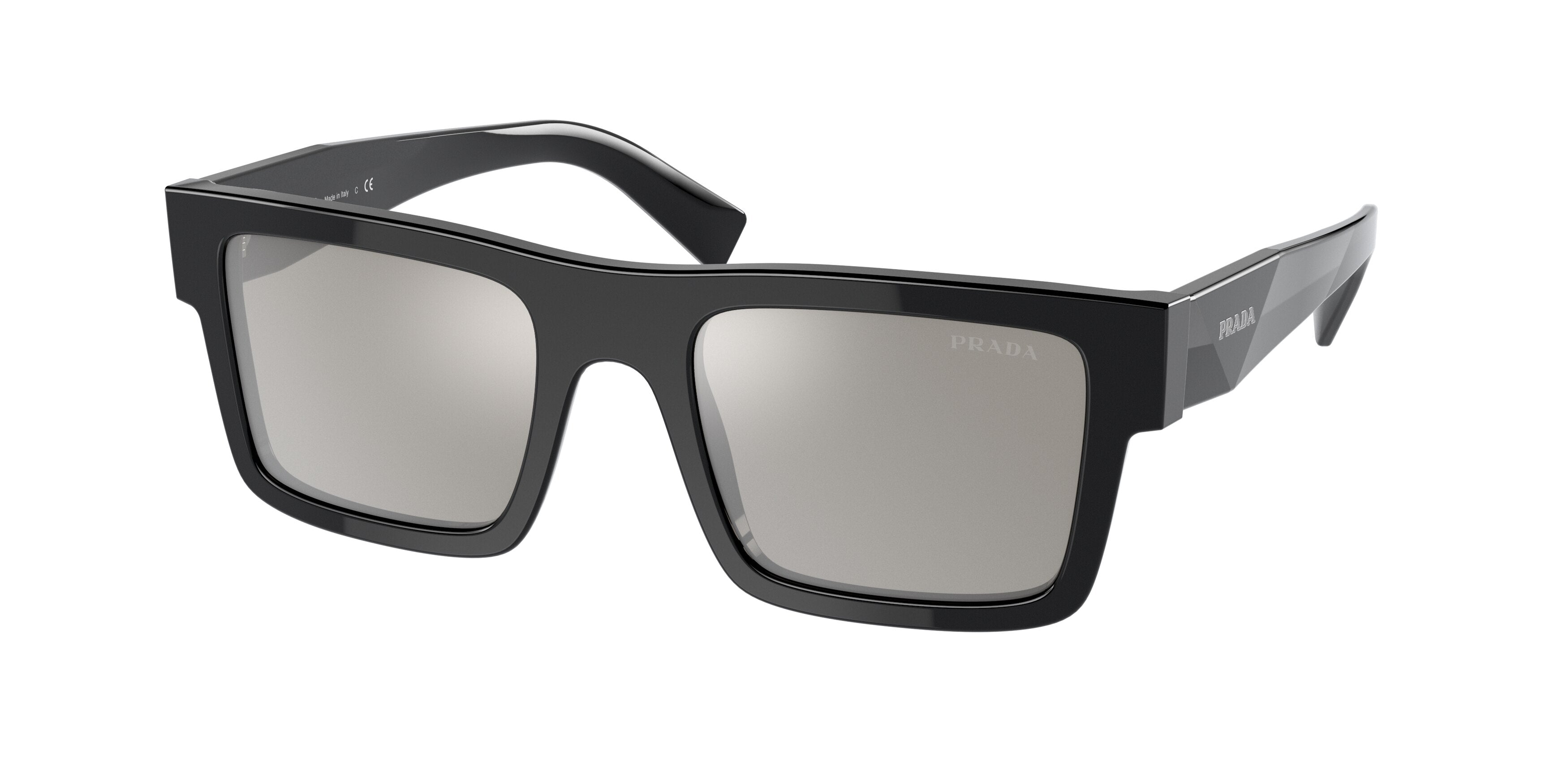 Prada PR19WS Rectangle Sunglasses  1AB2B0-Black 52-145-21 - Color Map Black