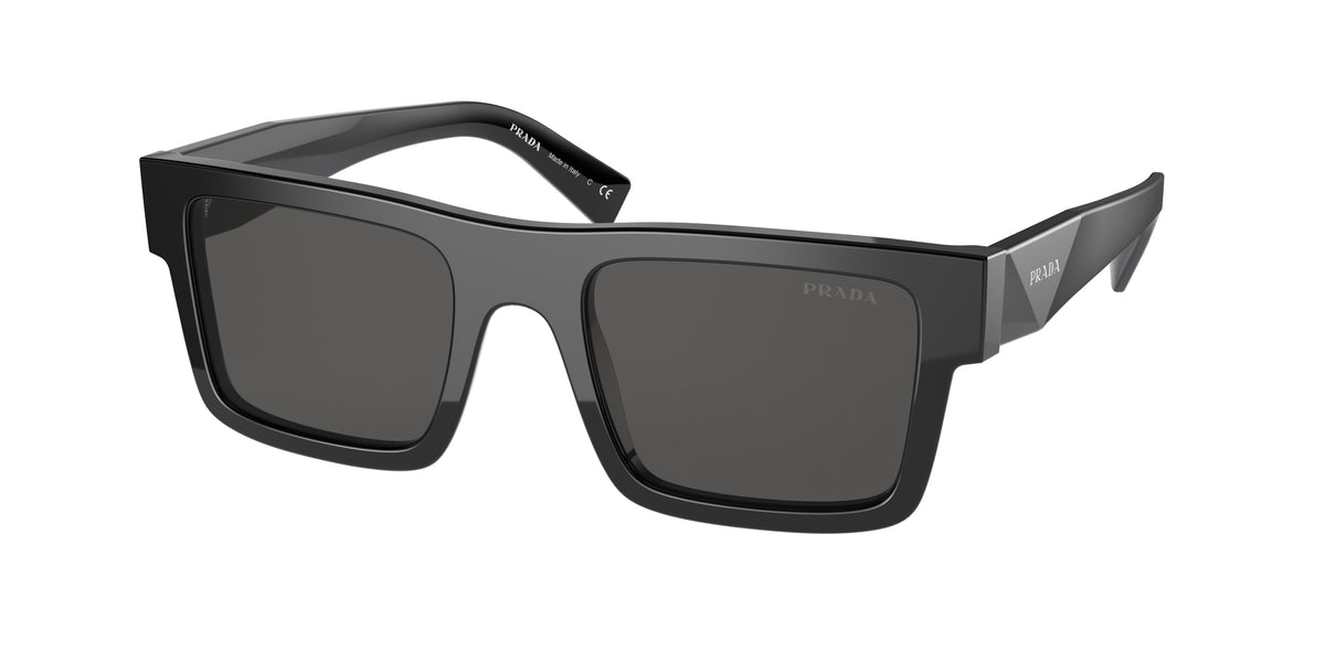 Prada PR19WS Rectangle Sunglasses  1AB5S0-Black 52-145-21 - Color Map Black