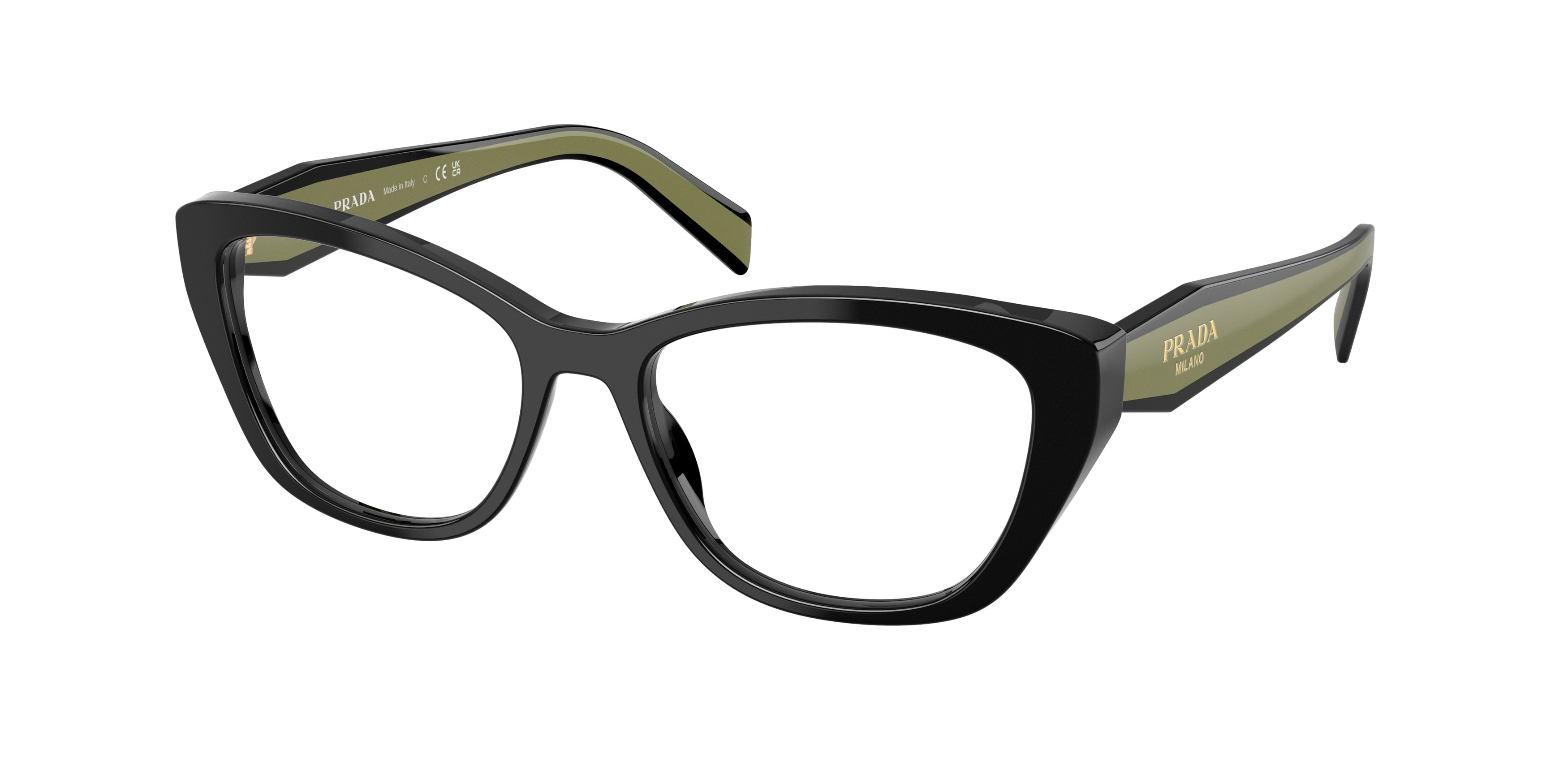 Prada PR19WV Cat Eye Eyeglasses  03K1O1-Black 53-140-17 - Color Map Black