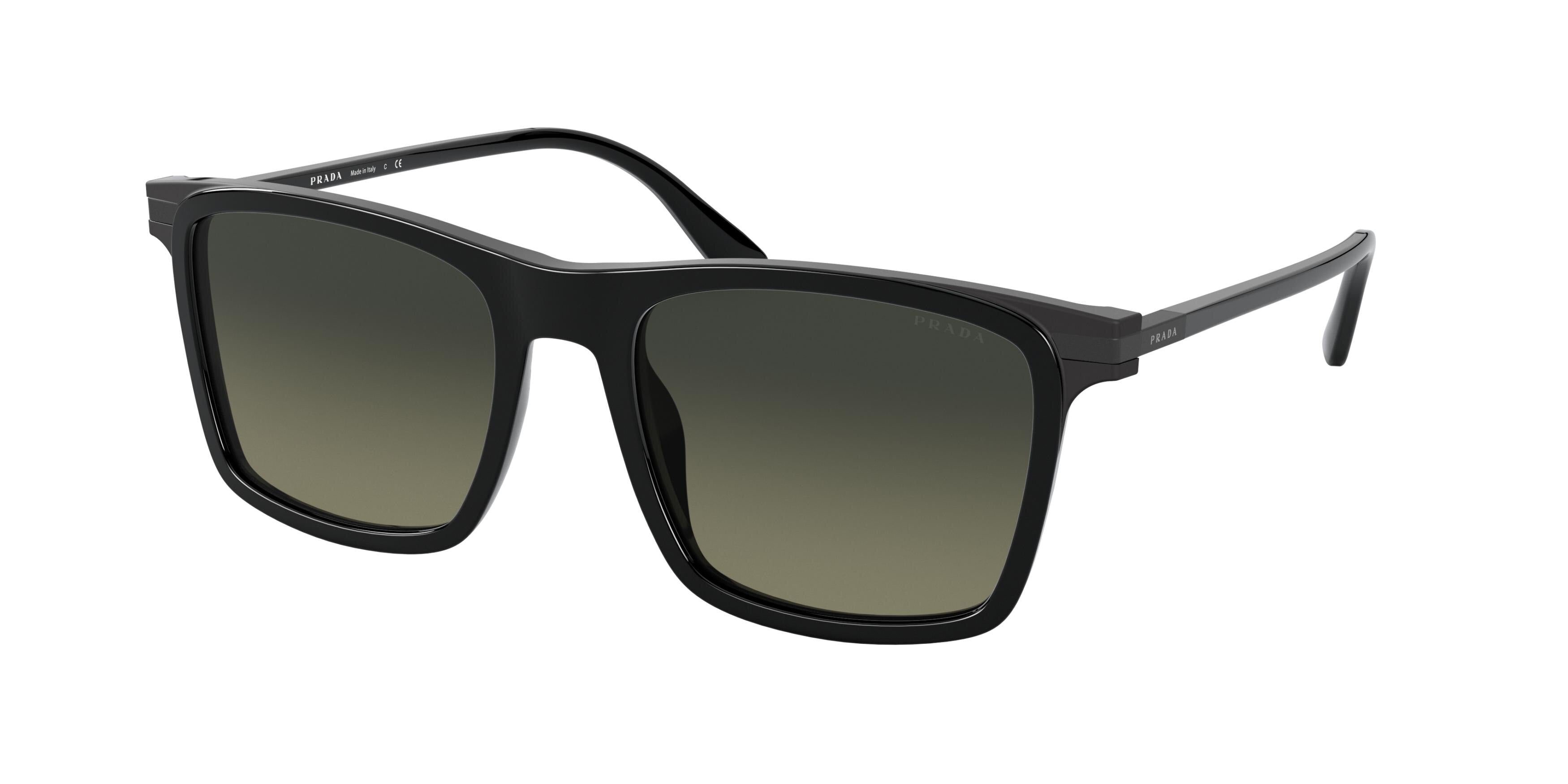 Prada PR19XSF Rectangle Sunglasses  07F09G-Black 54-145-19 - Color Map Black