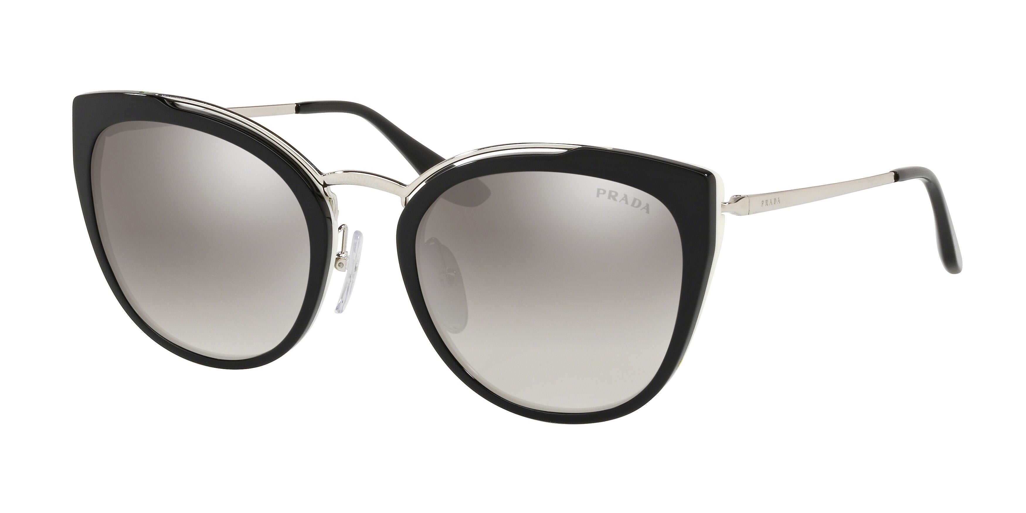Prada CONCEPTUAL PR20US Square Sunglasses  4BK5O0-Silver/Black/Ivory 54-140-22 - Color Map Silver