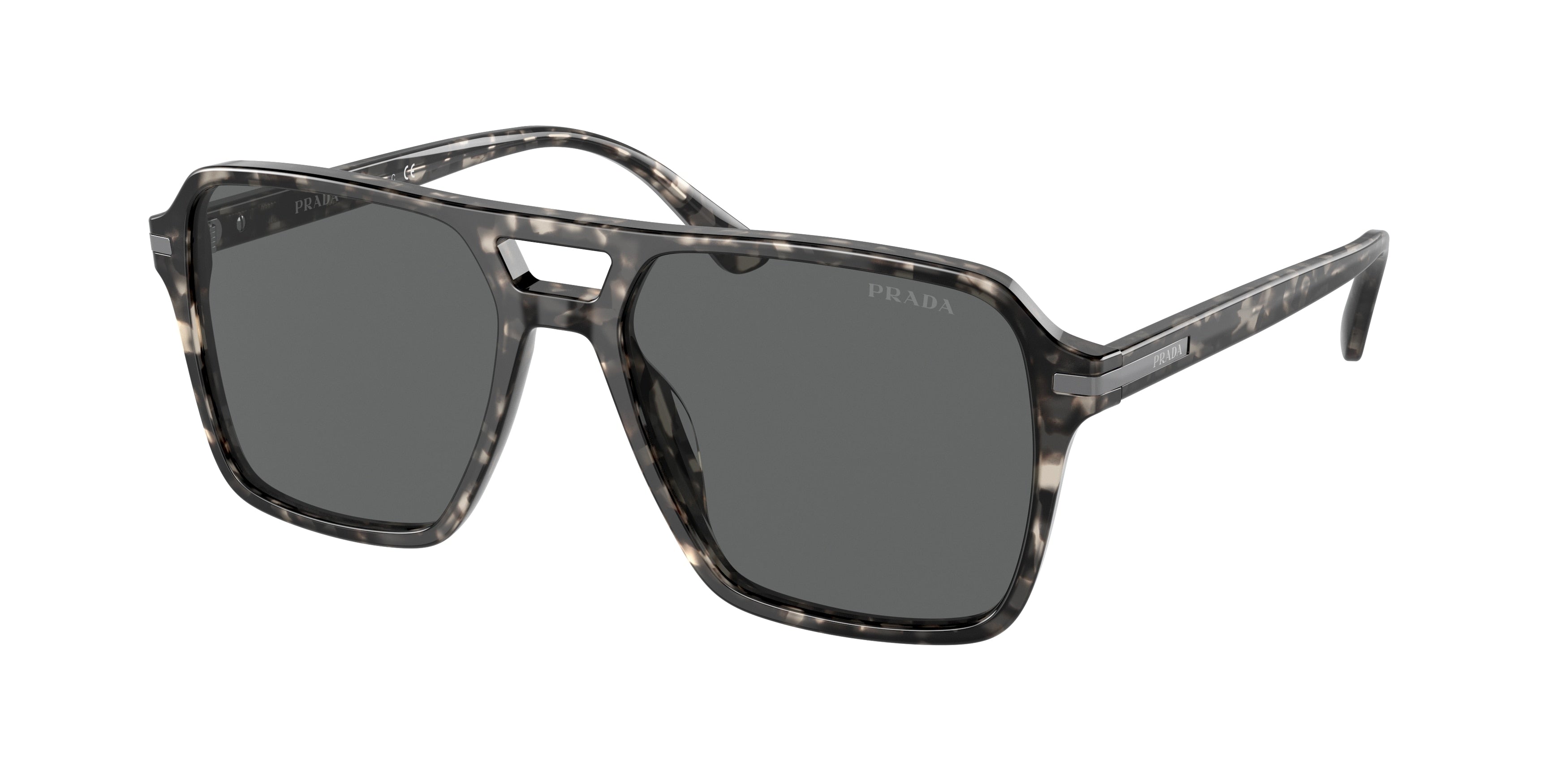 Prada PR20YS Pilot Sunglasses  19A09C-Black Havana 55-150-17 - Color Map Black