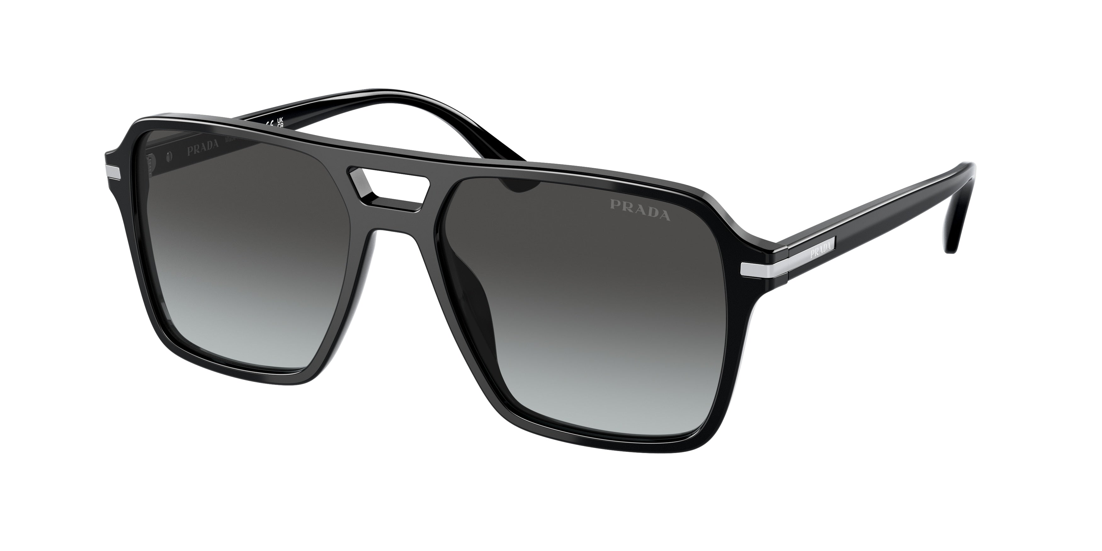 Prada PR20YS Pilot Sunglasses  1AB06T-Black 55-150-17 - Color Map Black